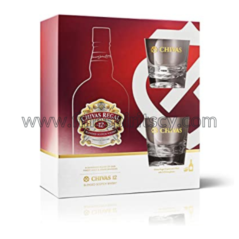 chivas regal 12 year old two glasses 700ml 70cl 0.7l gift box 2021 cyprus price