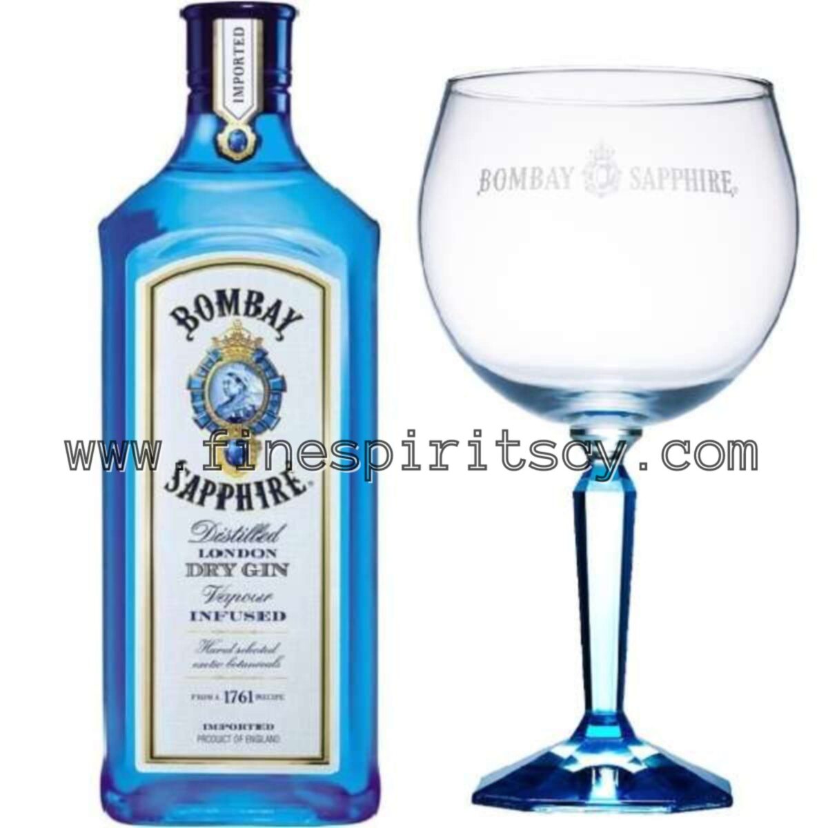 Bombay Sapphire Gin Glass Gift Set With 70cl 700ml FSCY