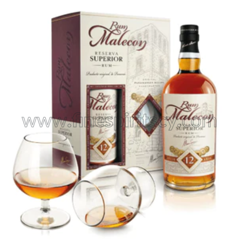 MALECON SUPERIOR 12YO 700ML + 2 GLASS 70cl Reserva Rum