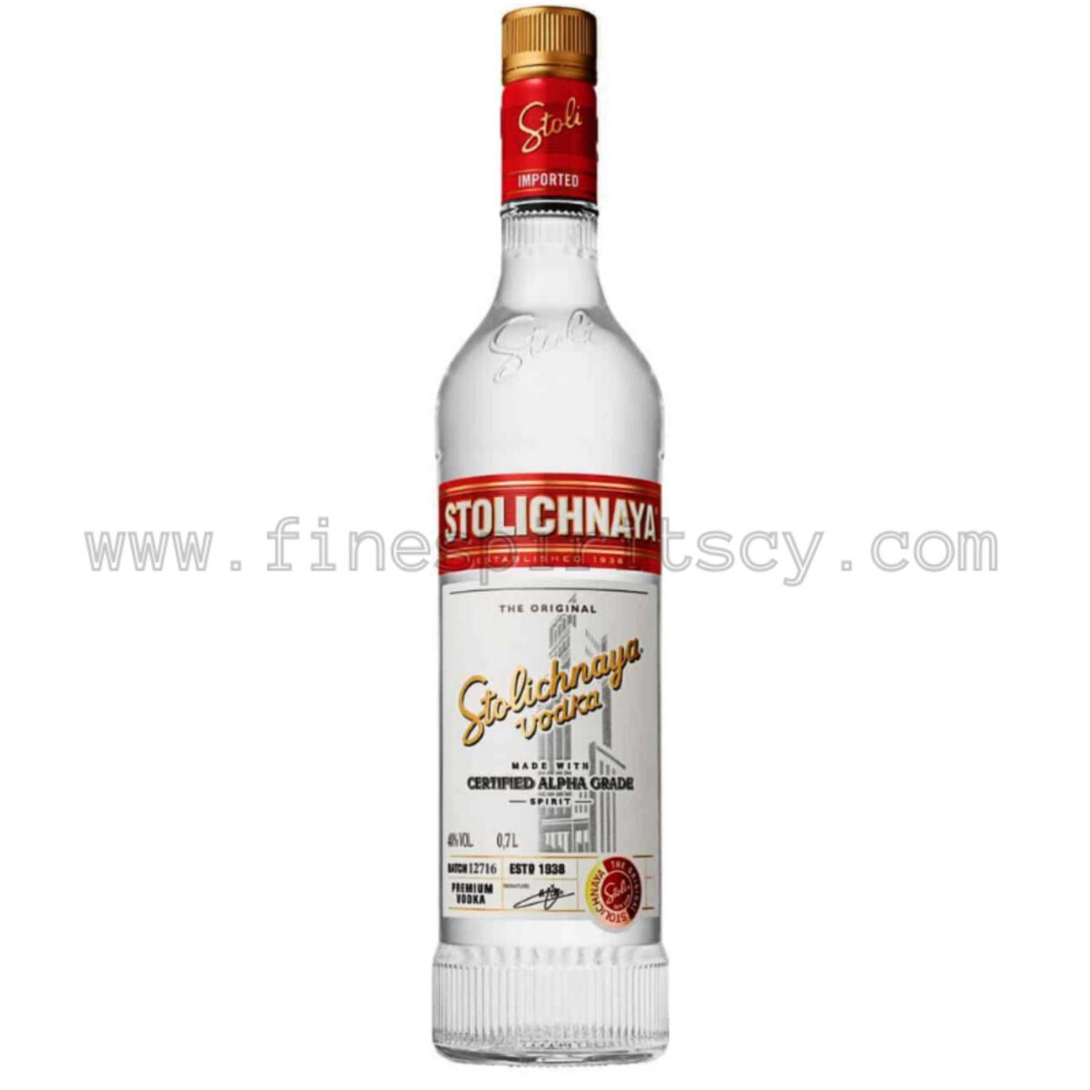 Stolichnaya stoli vodka 1000ml 1L 100cl liter litre fine spirit cy cyprus fscy