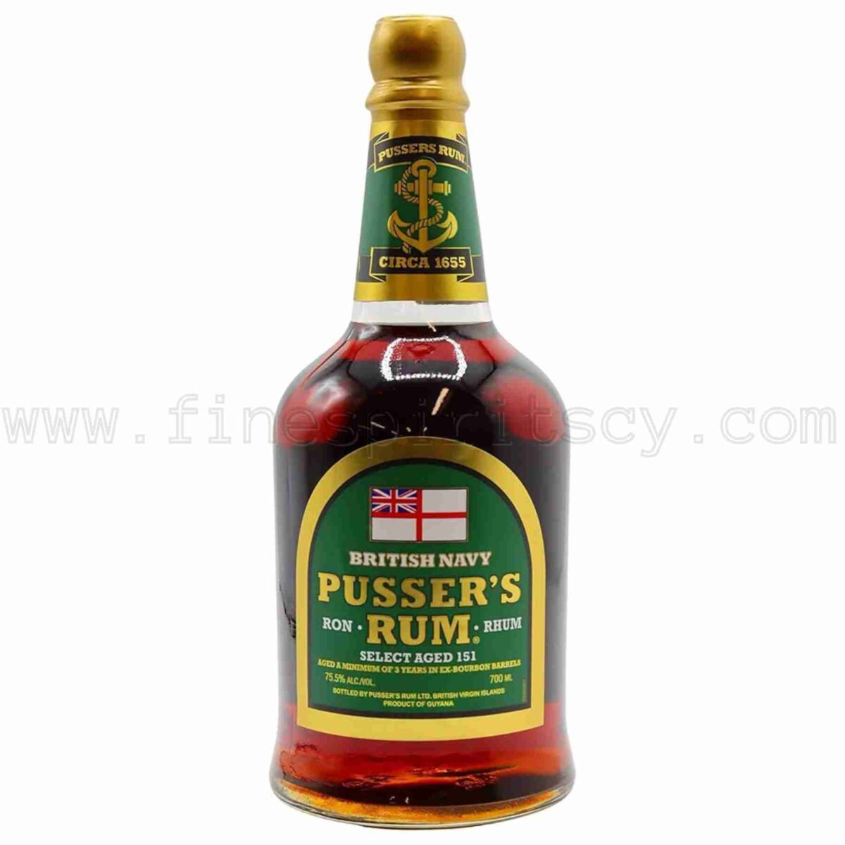 Pusser's Select Aged 151 Proof ABV British Navy Overproof Rum 75.5%