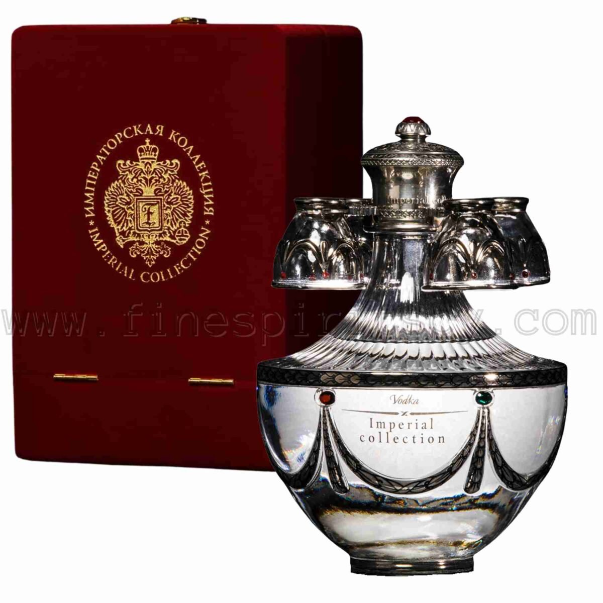 Imperial Collection Faberge Egg Carafe Case box bottle shot glasses