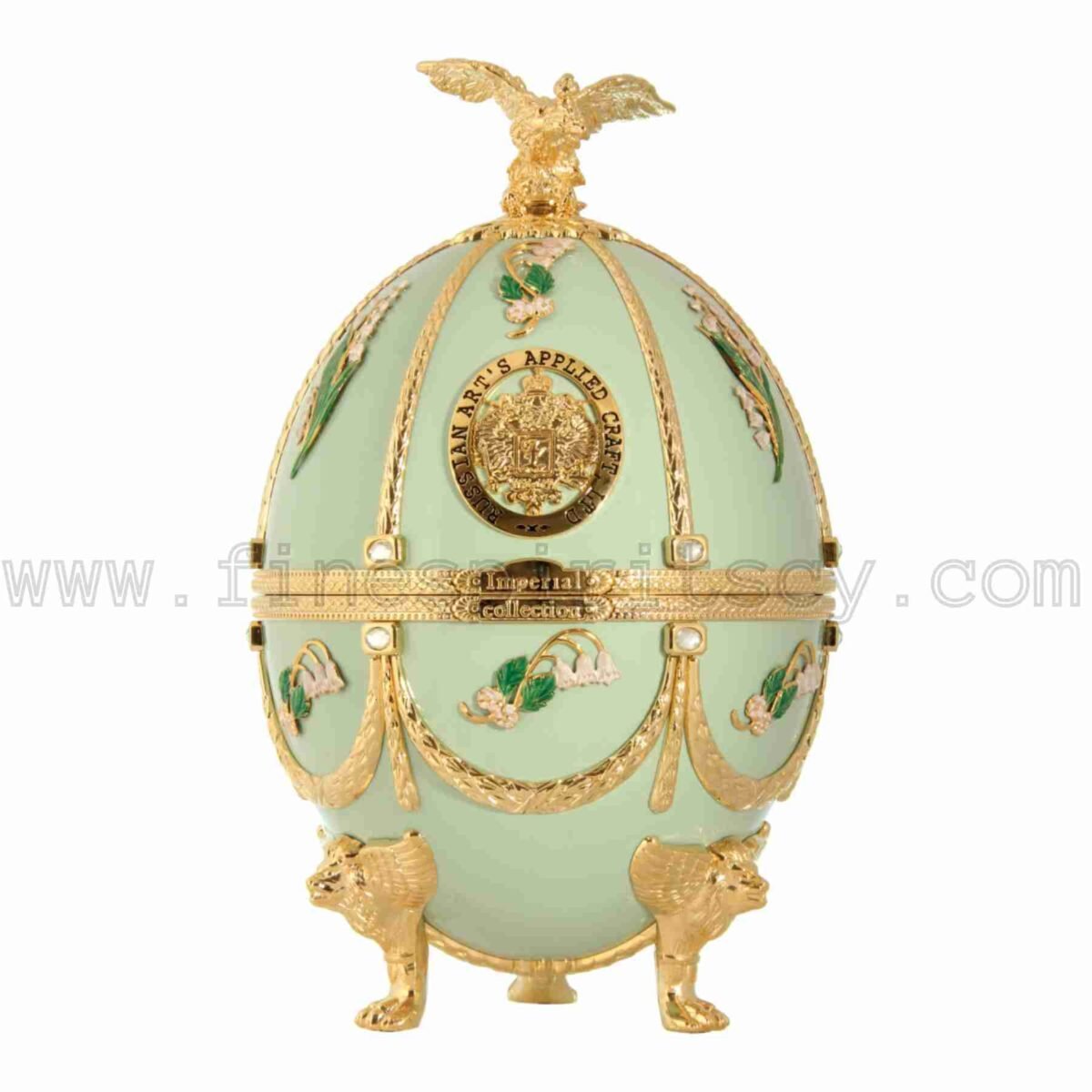 Imperial Collection Faberge Egg Carafe Green With Flowers