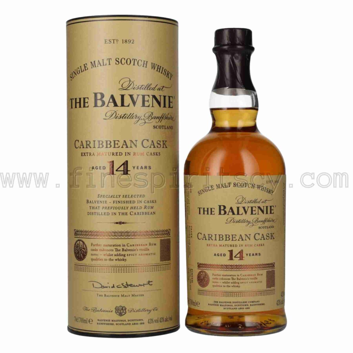 Balvenie 14 Year Old Caribbean Cask Rum Seasoned Casks Whisky Barrel 700ml 70cl 0.7L