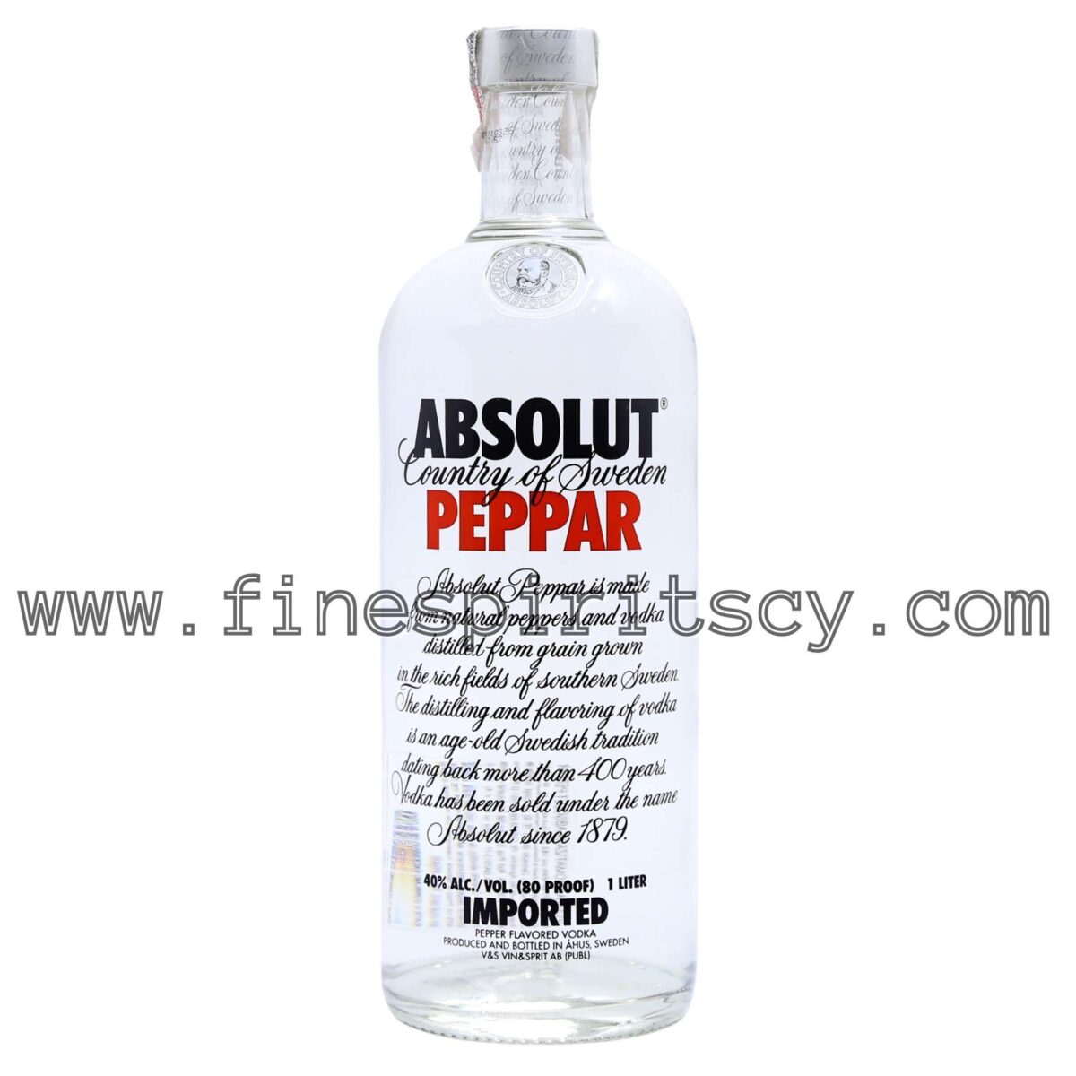 Absolut Peppar Flavor Vodka Fine Spirits CY 1000ml 100cl 1L Price Cyprus