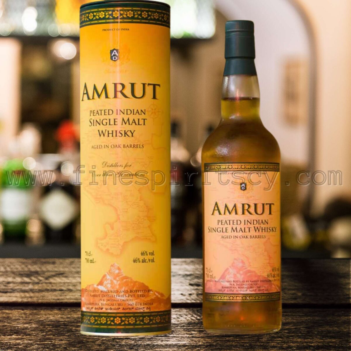 Amrut Peated Indian Single Malt Whisky 700ml 70cl 0.7L Fine Spirits Cyprus