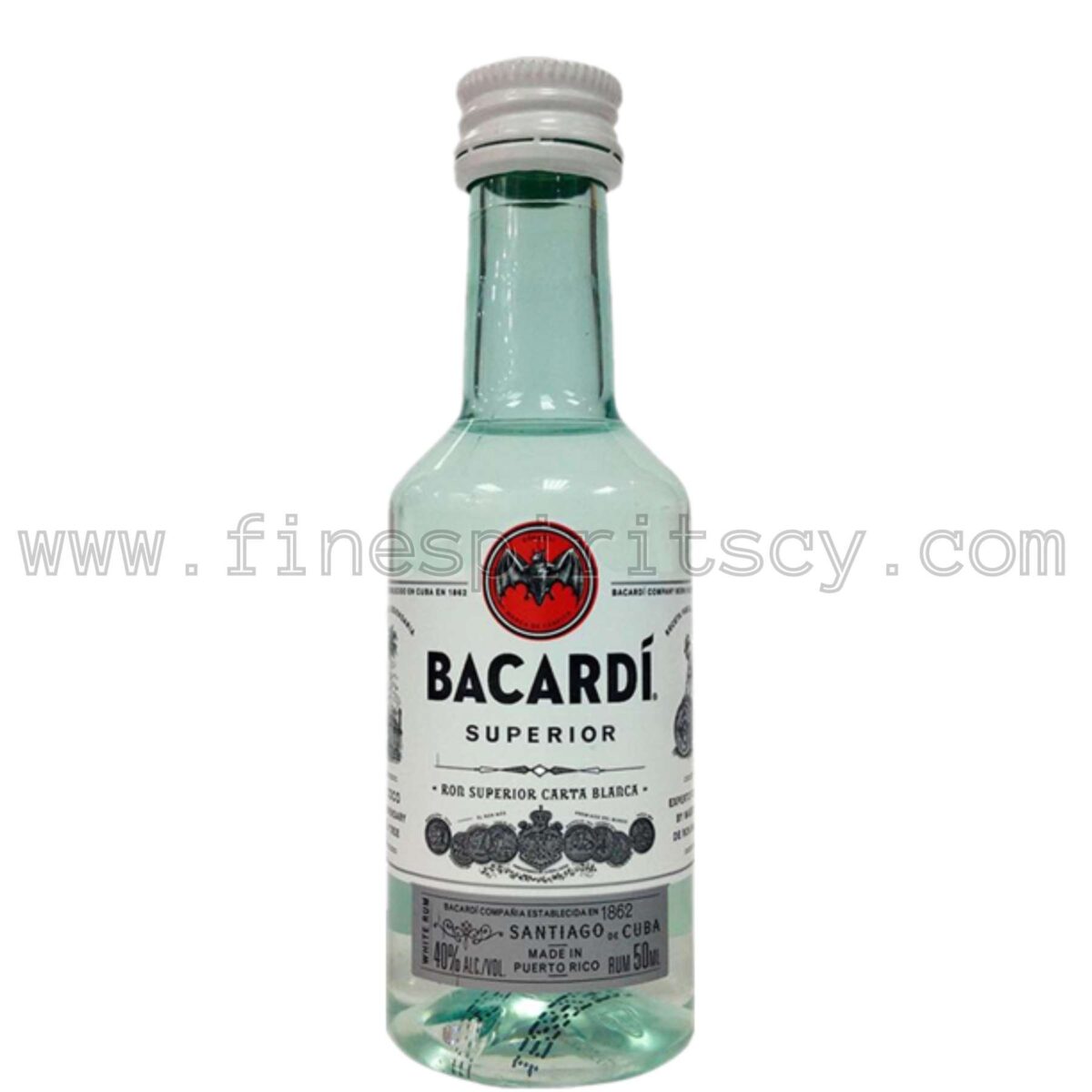 Bacardi White 5cl 50ml FSCY Mini Miniature Price Cyprus Order Online Fine Spirits Rum