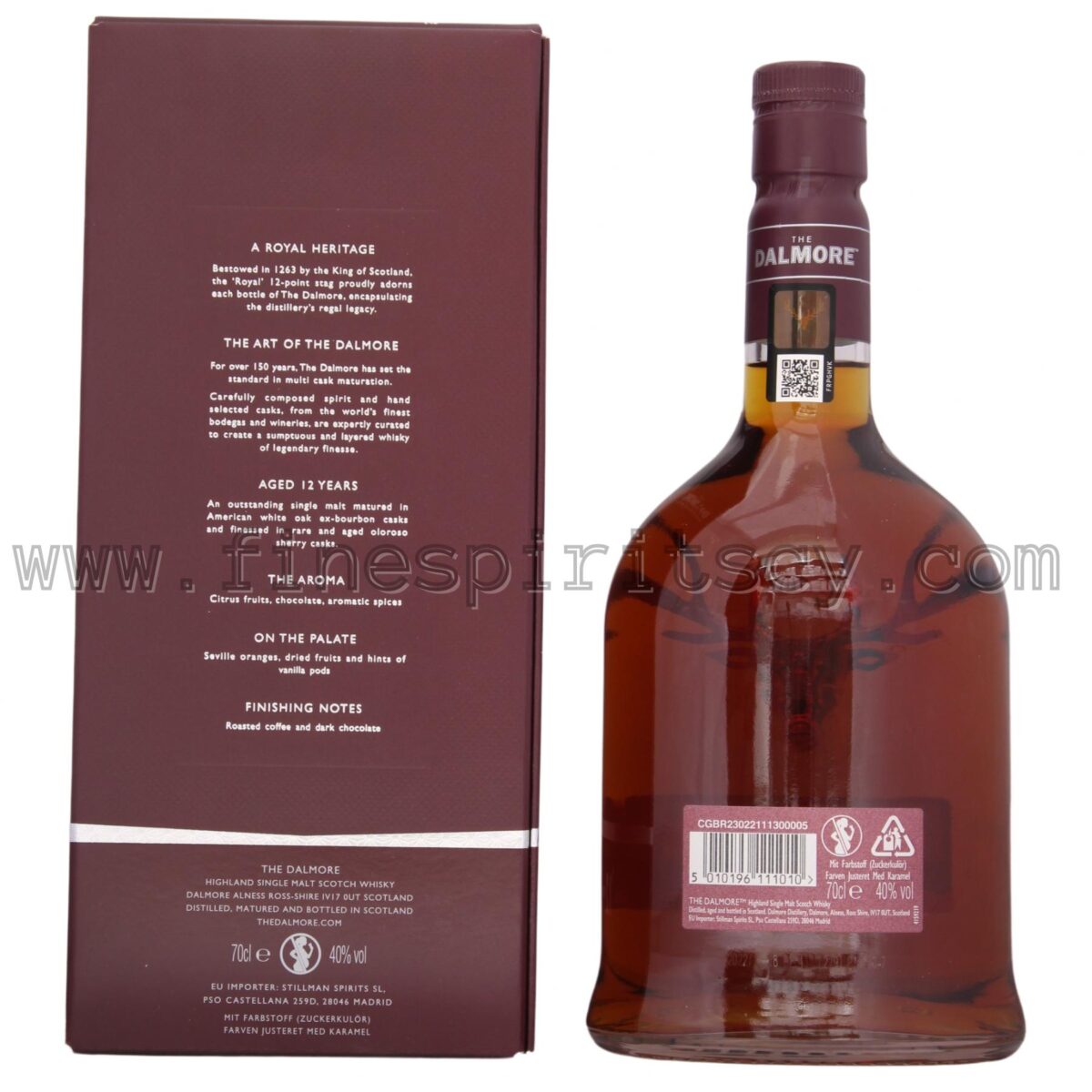 Dalmore 12 Year Old Back Side Bottle Box Fine Spirits Cyprus 700ml 70cl 0.7L Price