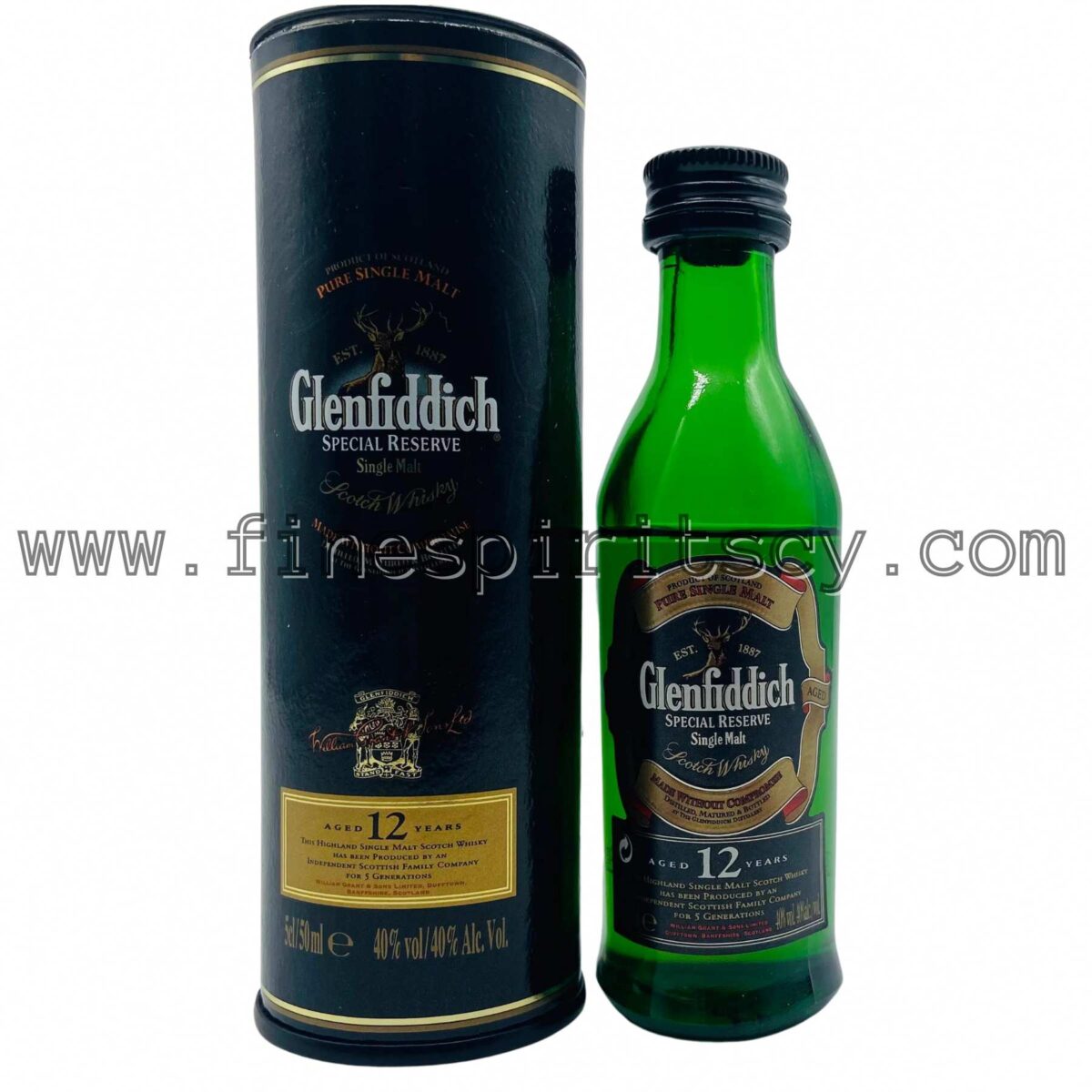 Glenfiddich 12 Year Cyprus Single Malt Scotch Whisky Scotland Miniature 5cl 50ml Mini