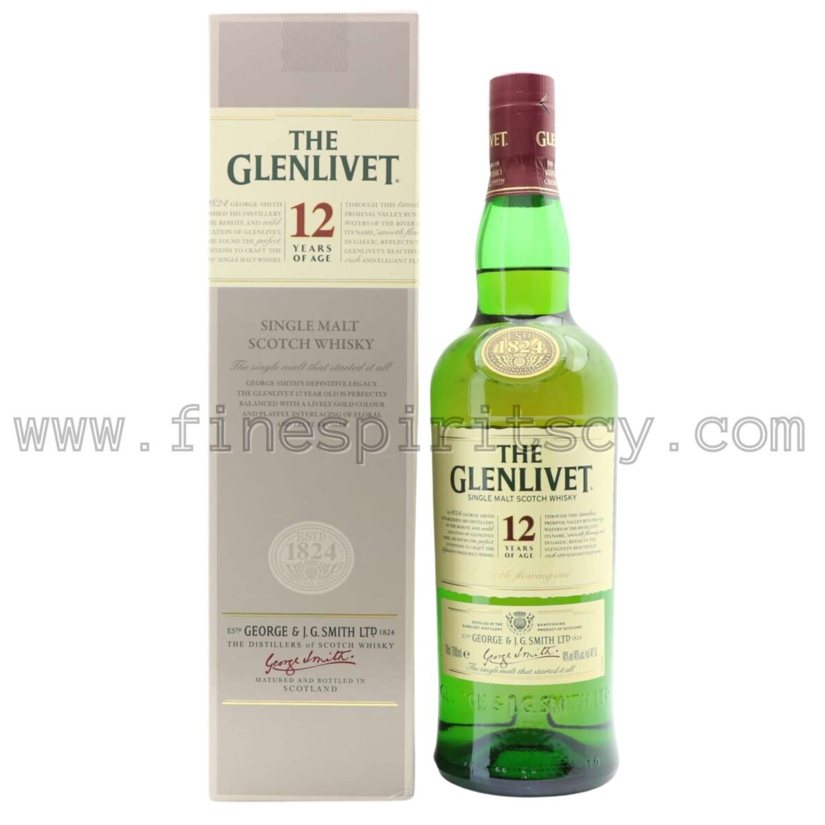Glenlivet 12 Year Old 1000ml 100cl 1L Liter Litre Discontinued Bottle Box Gray Grey