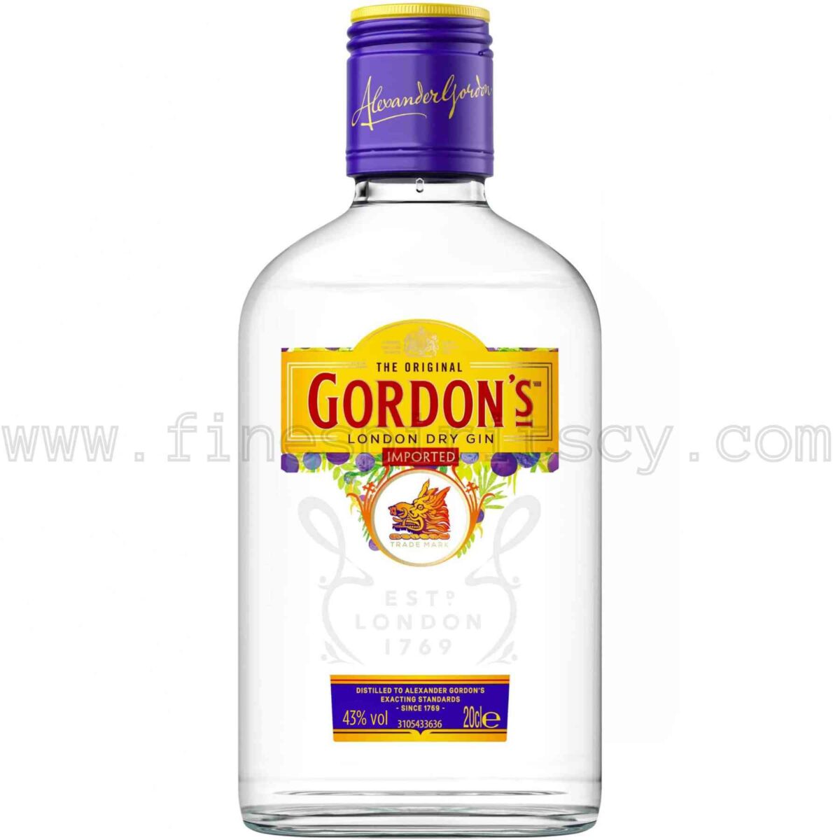 Gordons Yellow London Dry Gin 200ml 20cl 0.2L Global Traveler Edition