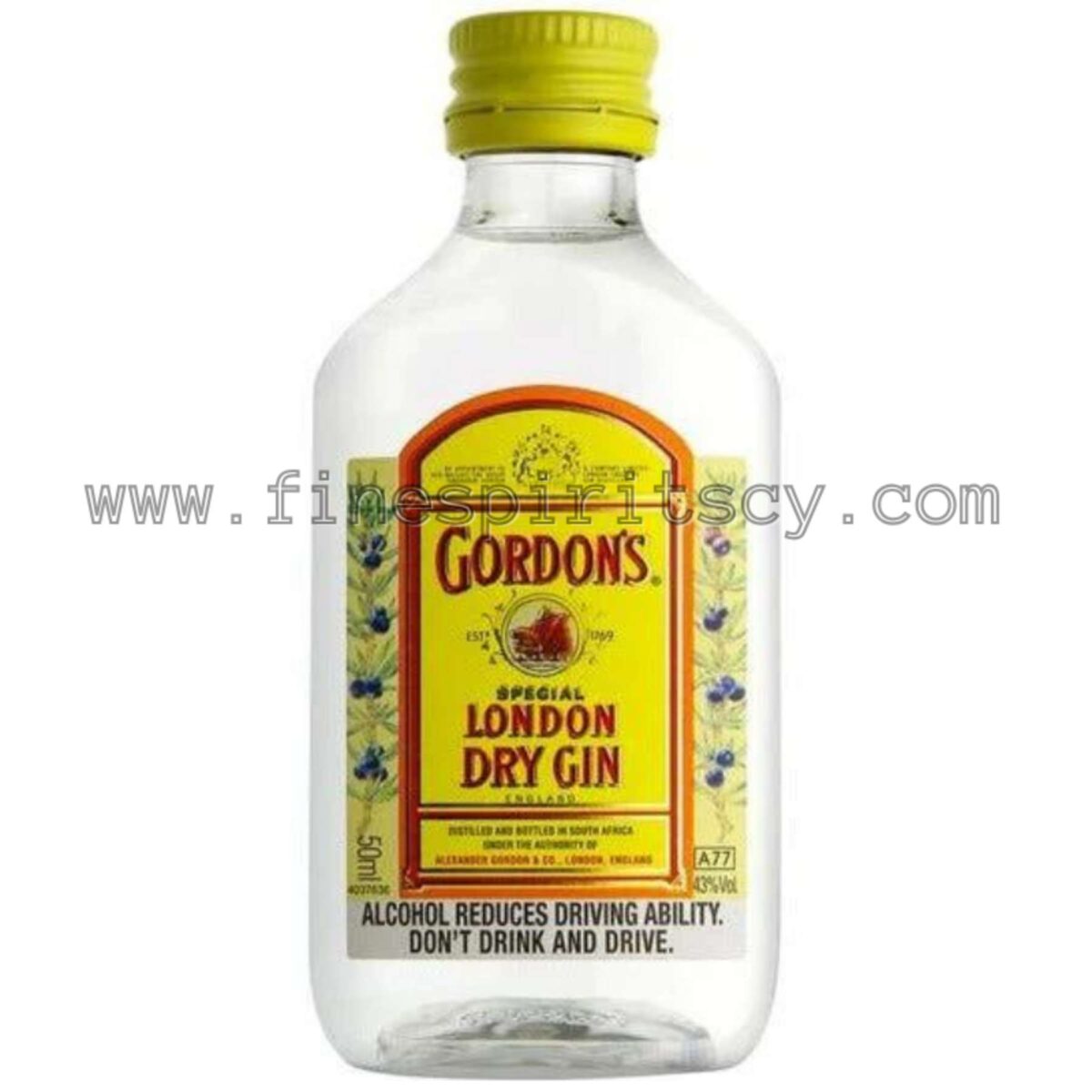 Gordons Yellow London Dry Gin 50ml small cyprus 5cl mini miniature price