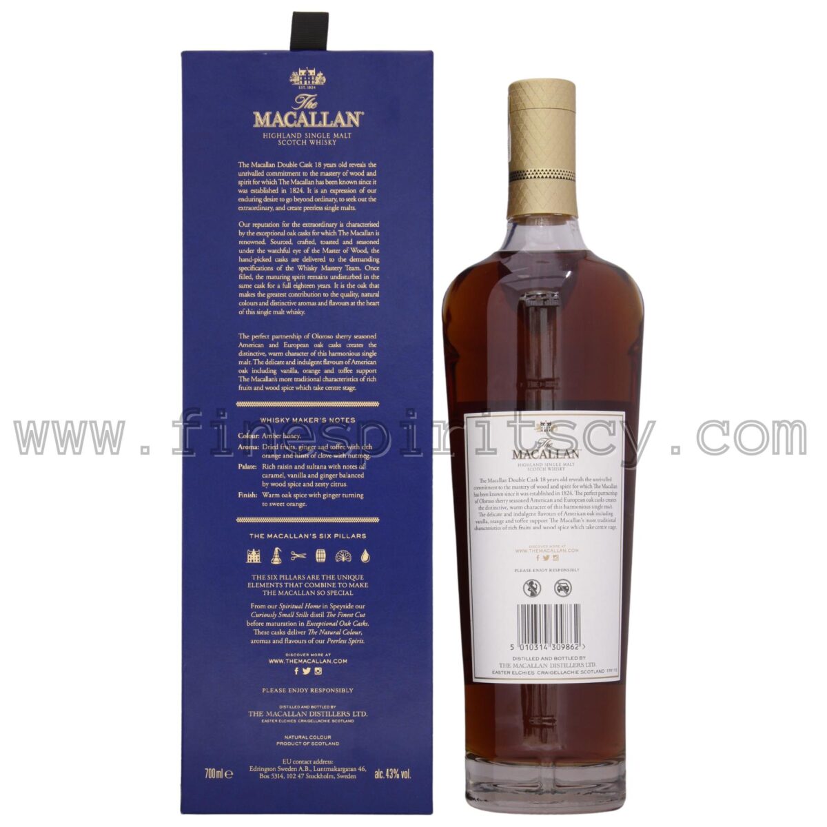 MACALLAN 18YO DOUBLE CASK 700ML Fine Spirits Cyprus Price FSCY FS CY 2021
