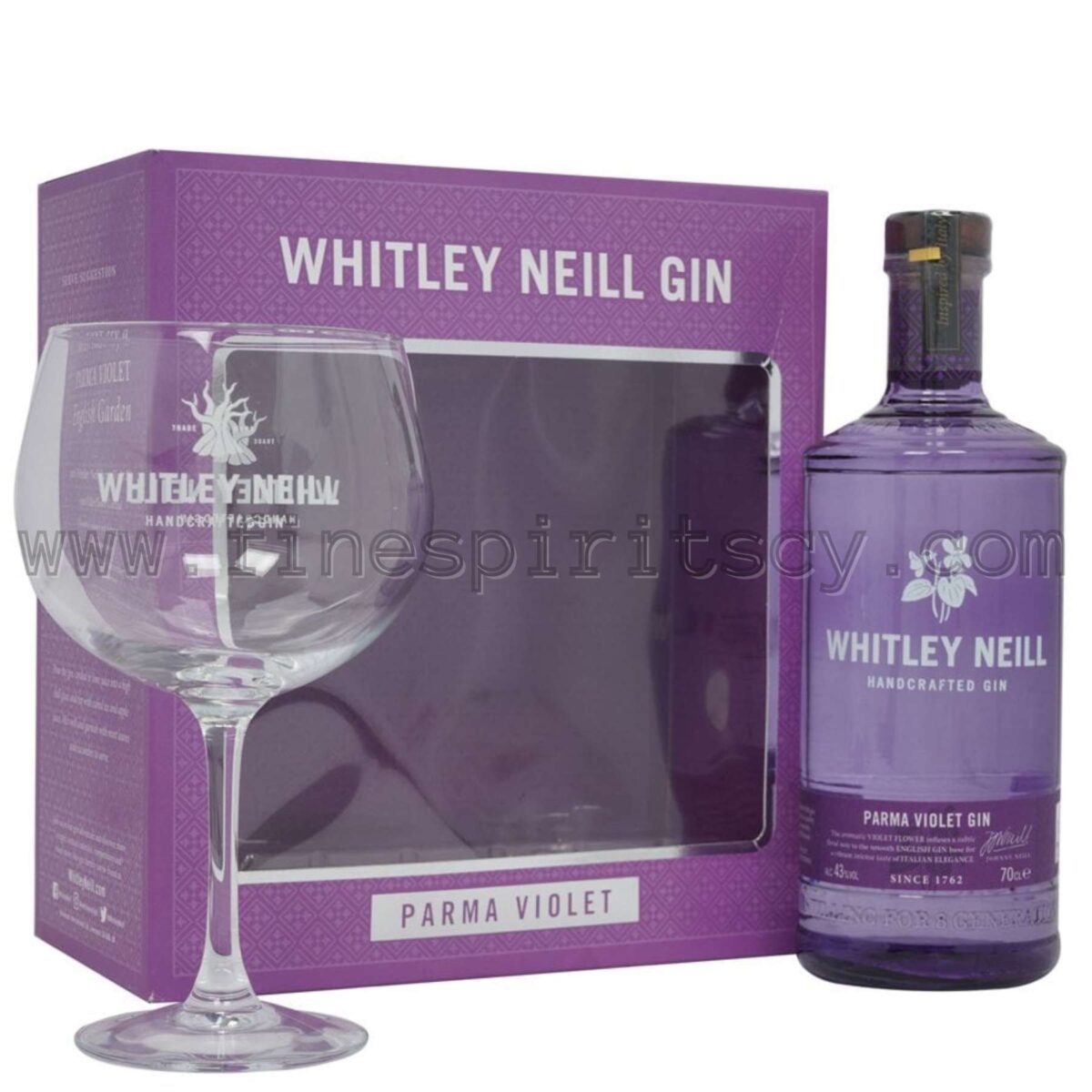 Whitley Neill Parma Violet Gin Gift Set Cypus Price Glass 700ml 70cl Fine Spirits