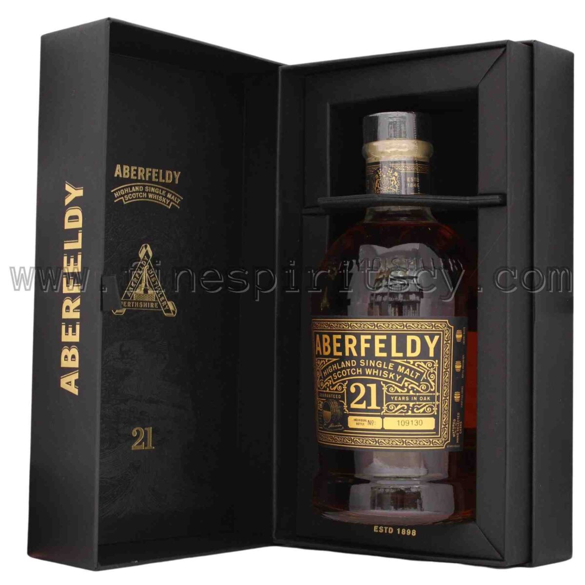 Aberfeldy 21YO twenty one open box inside bottle