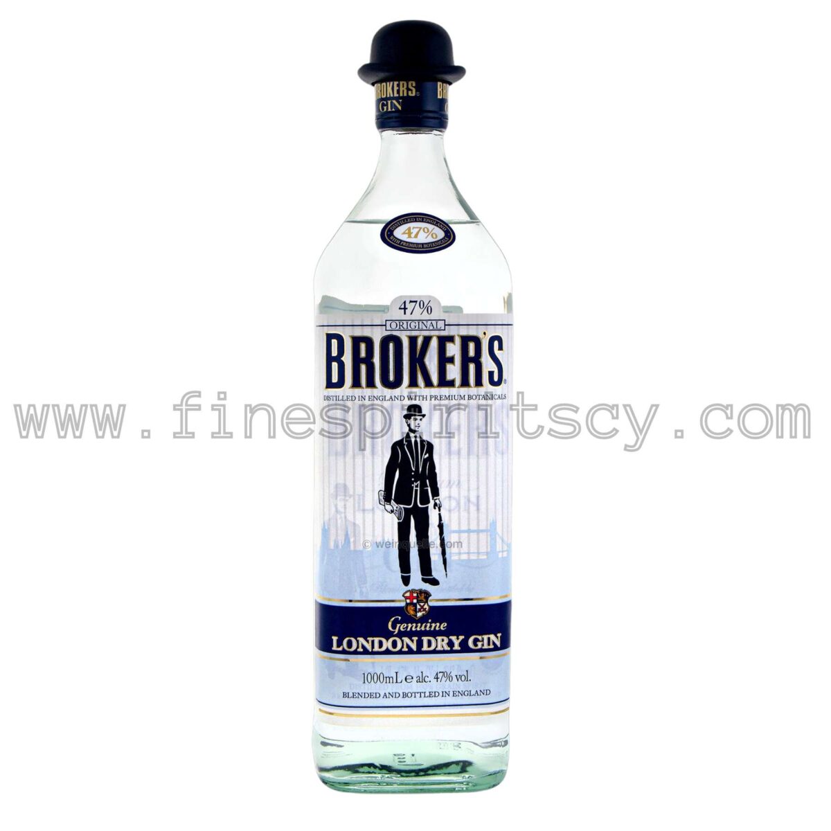 Brokers Gin London Dry 1000ml 100cl 1L Liter Litre Cyprus Price Order Online Fine Spirits CY