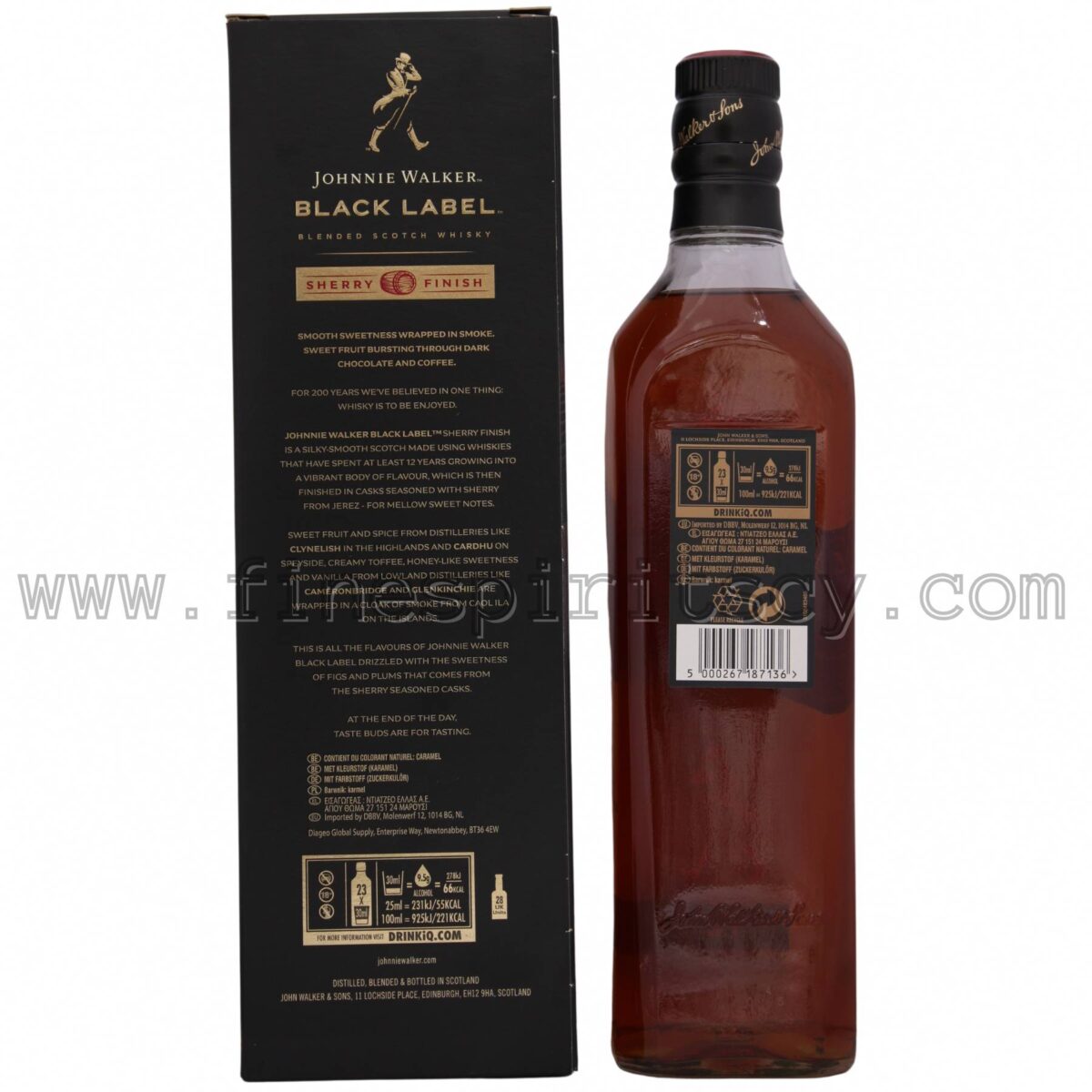 J/W Black Label Sherry Cask Finish Back Side Box Bottle Out 700ml 70cl 0.7L