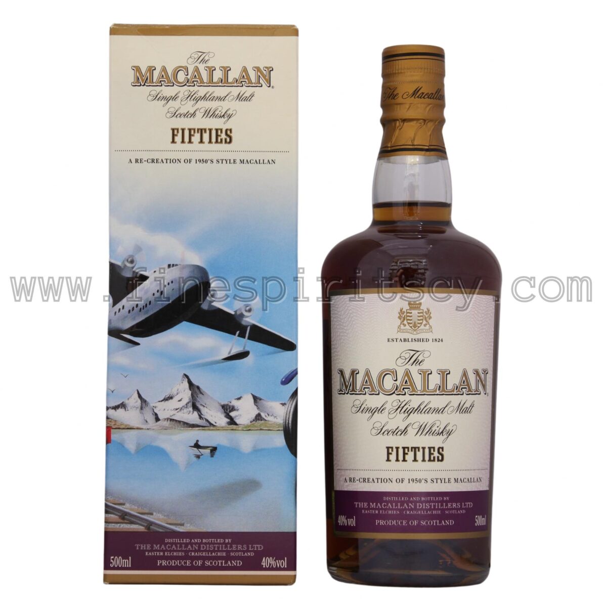 Macallan Fifties 1950s Fine Spirits Cyprus Front Of Bottle Box Price FSCY Order