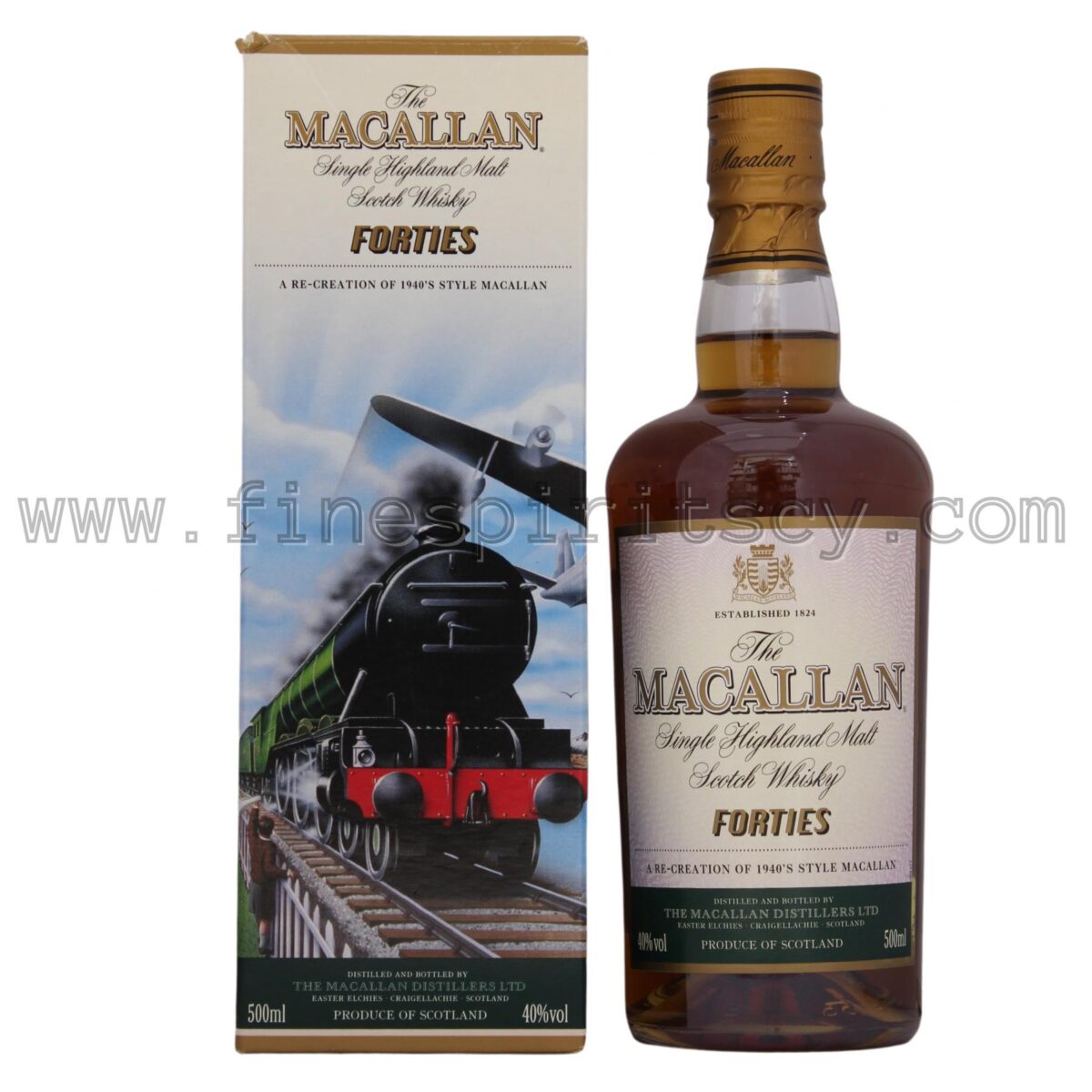 Macallan Forties 1940s Fine Spirits Cyprus Front Of Bottle Box Price FSCY Order
