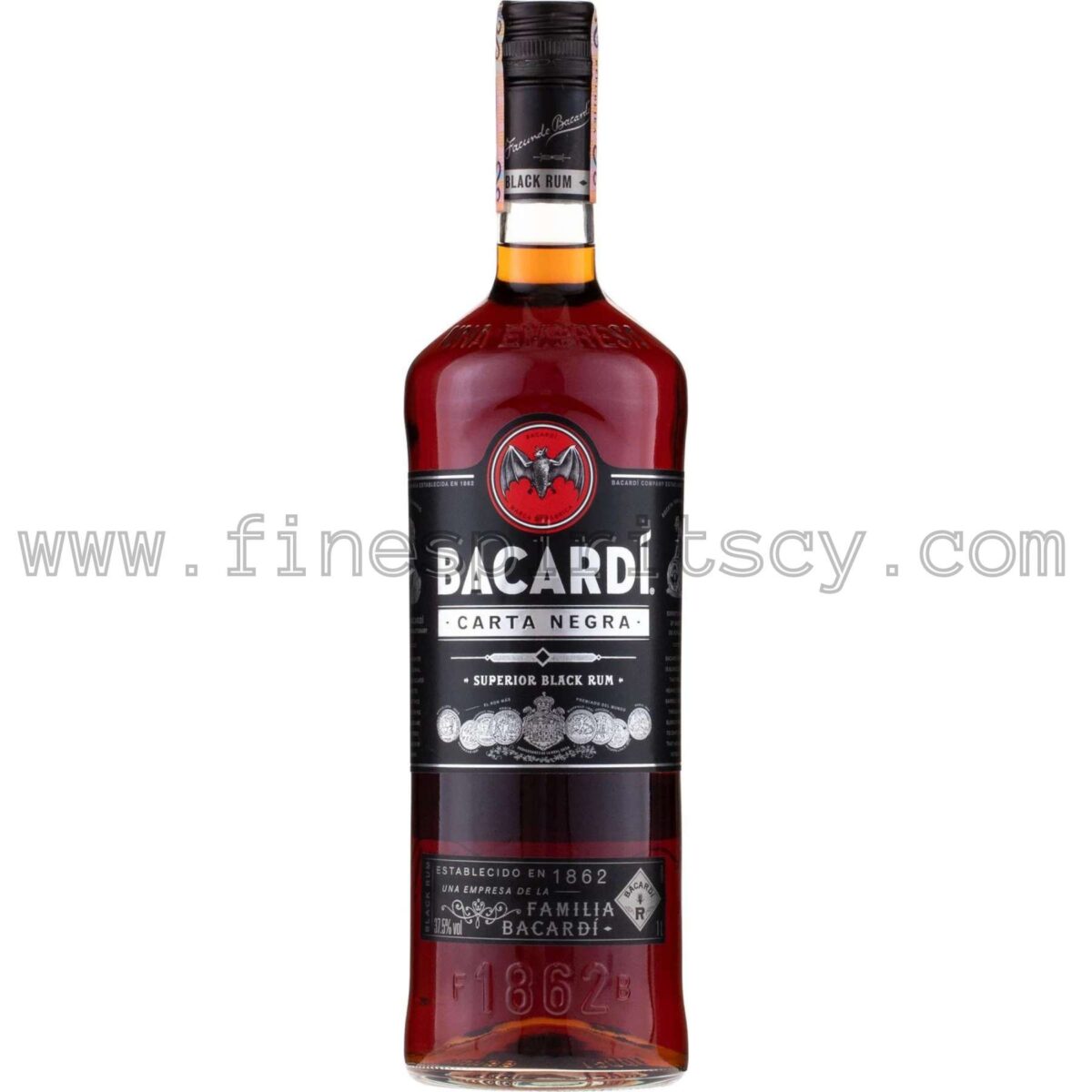 Bacardi Carta Negra 37.5% Superior Black 1000ml CY Cyprus Order Online Price Rum