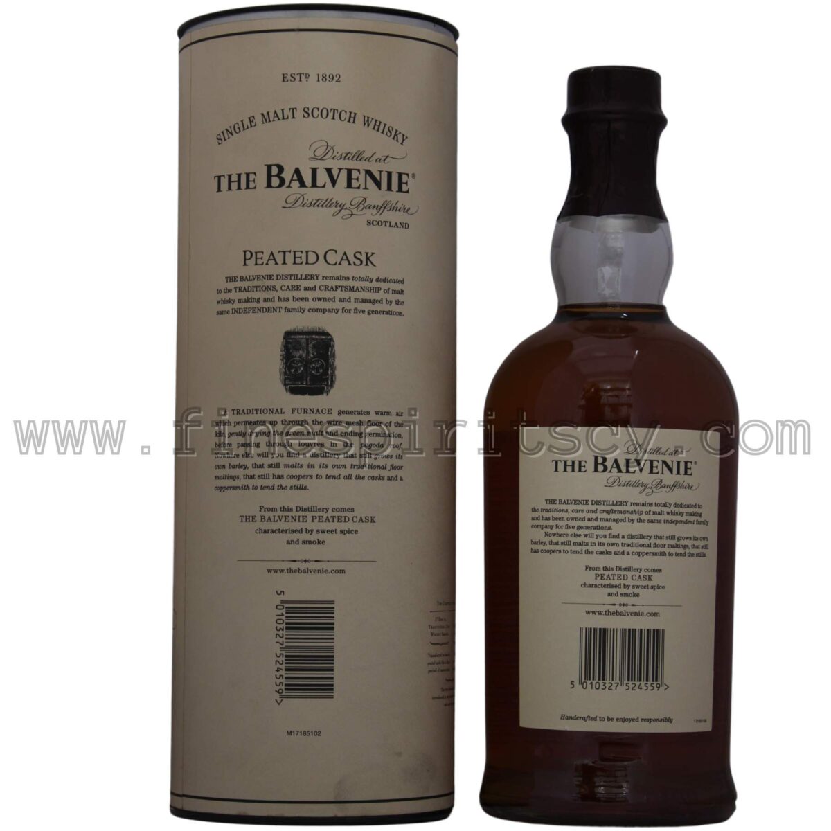 Balvenie 17 Years Old Peated Cask Back Bottle Tube Side Limited Edition