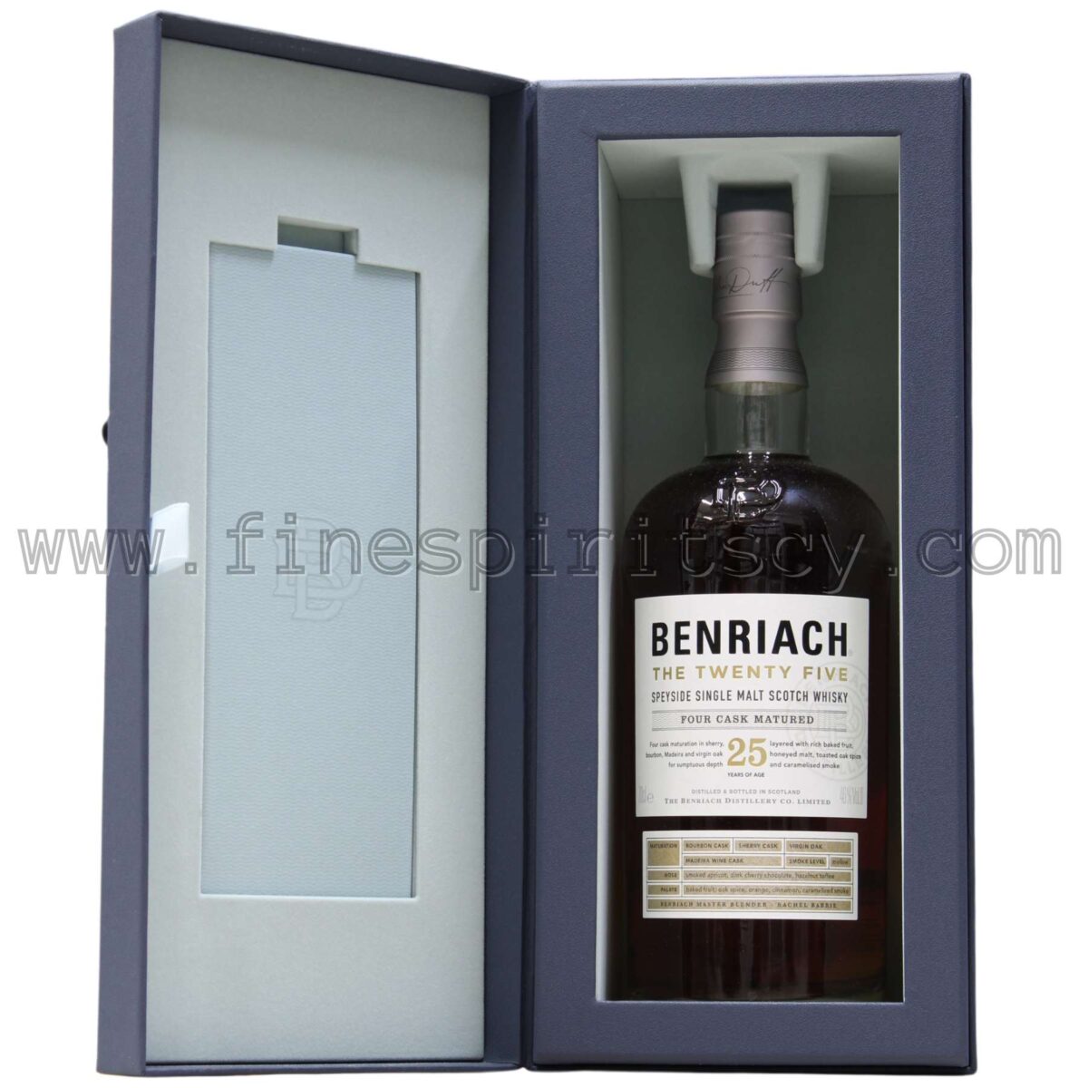 Benriach 25YO Twenty Five Open Box Inside Bottle Fine Spirits Cyprus CY Price