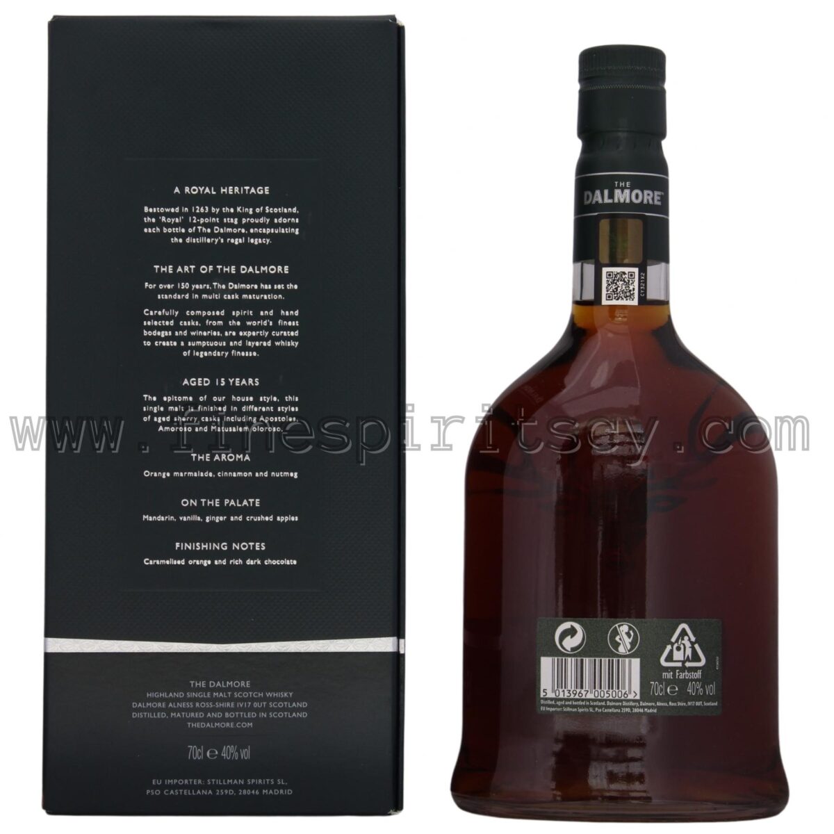 Dalmore 15 Year Old Back Side Bottle Box Fine Spirits Cyprus 700ml 70cl 0.7L Price