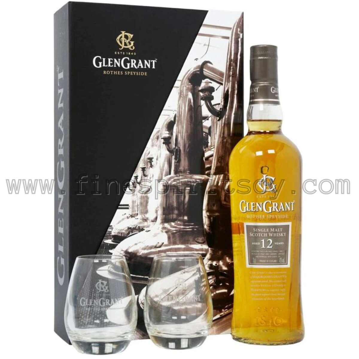 Glen Grant 12 Year Old Gift Pack Set 2 Two Glasses 700ml 70cl 0.7L Cyprus Whisky