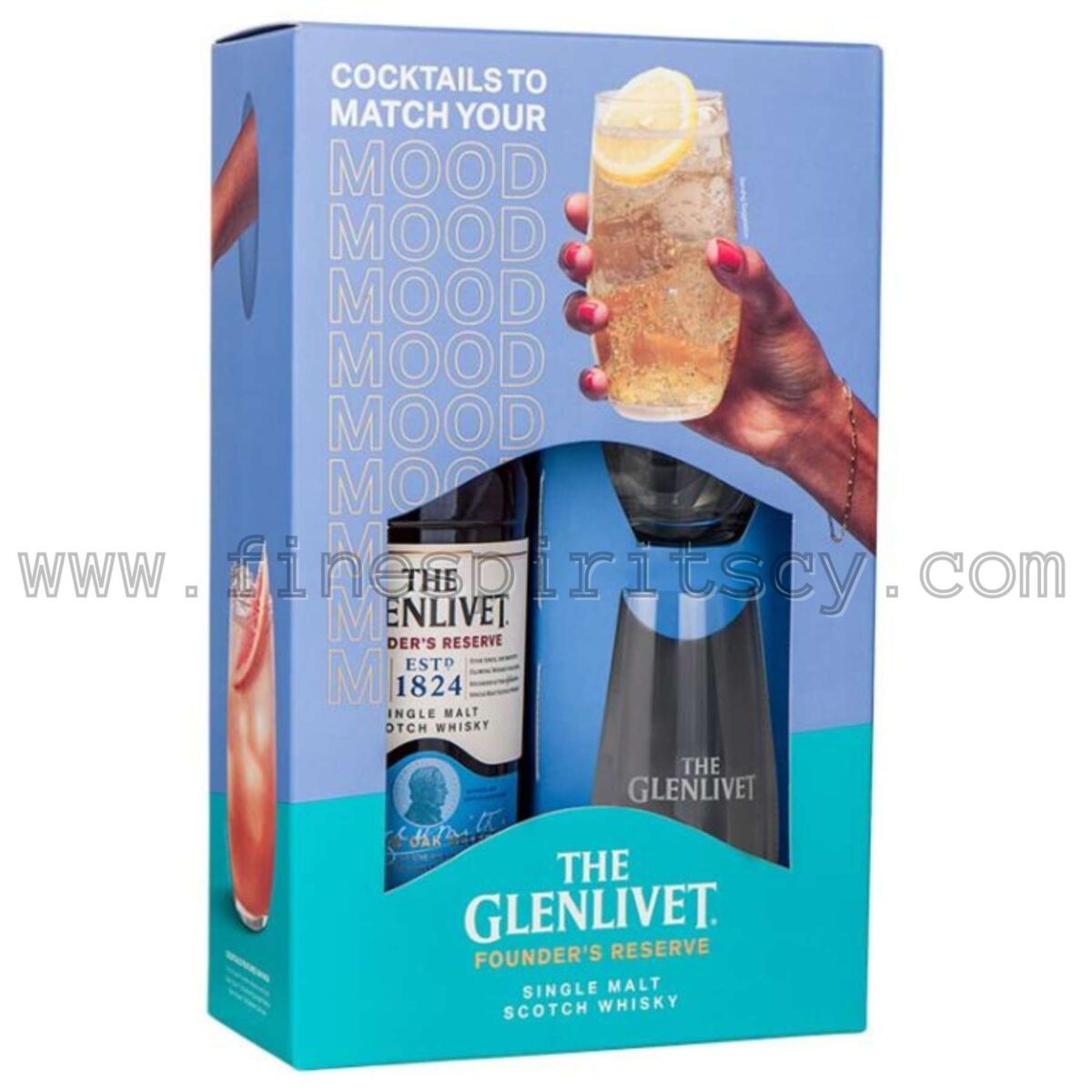 Glenlivet Founders Reserve Gift Set Two Glasses 700ml 70cl 0.7L Price Cyprus Fine Spirits