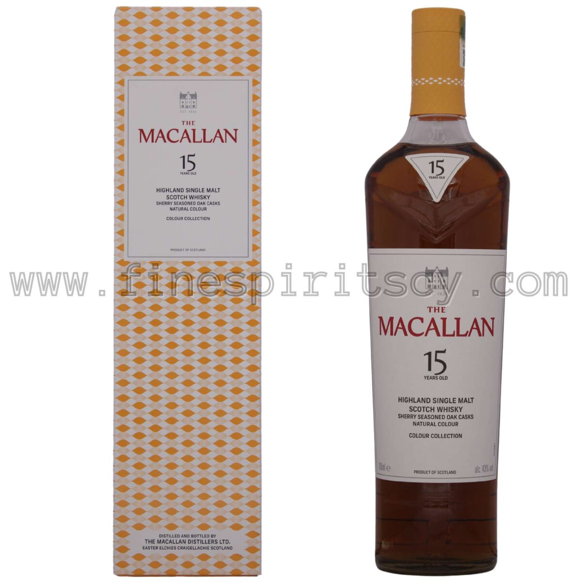 Macallan 15 YO Price Colour Collection Front Box Bottle Cyprus 40 ABV