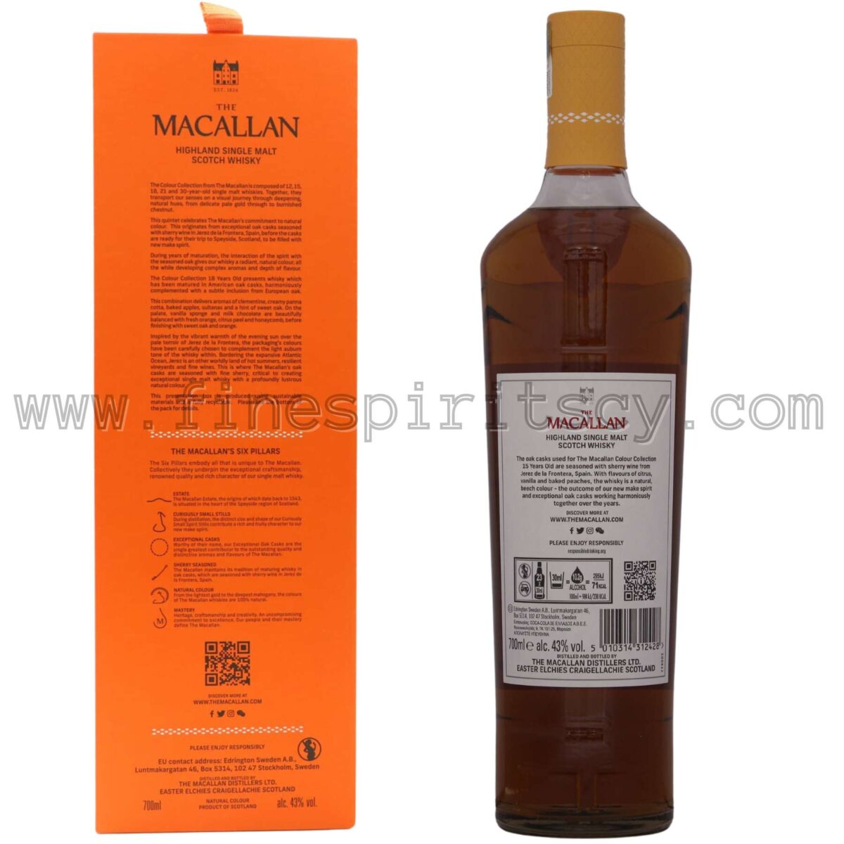 The Macallan 18 Year Old Colour Collection 700ml 70cl 0.7L Back Bottle Box Rear