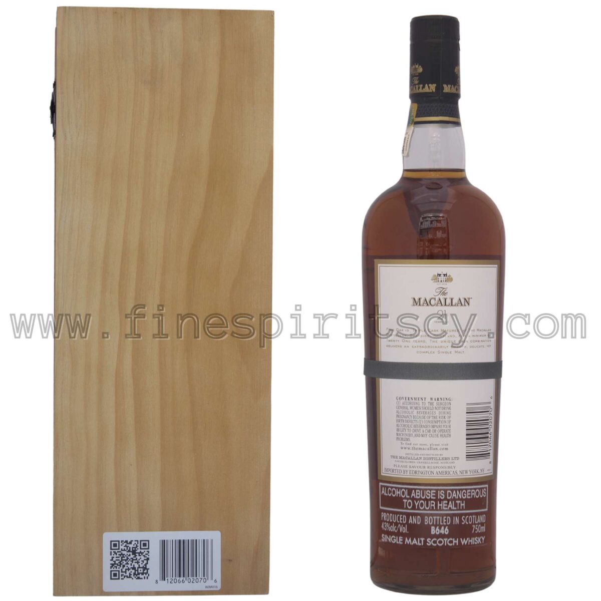 Macallan 21 Year Old Fine Oak Back Box Bottle 750ml Cyprus Wooden 75cl 0.75L