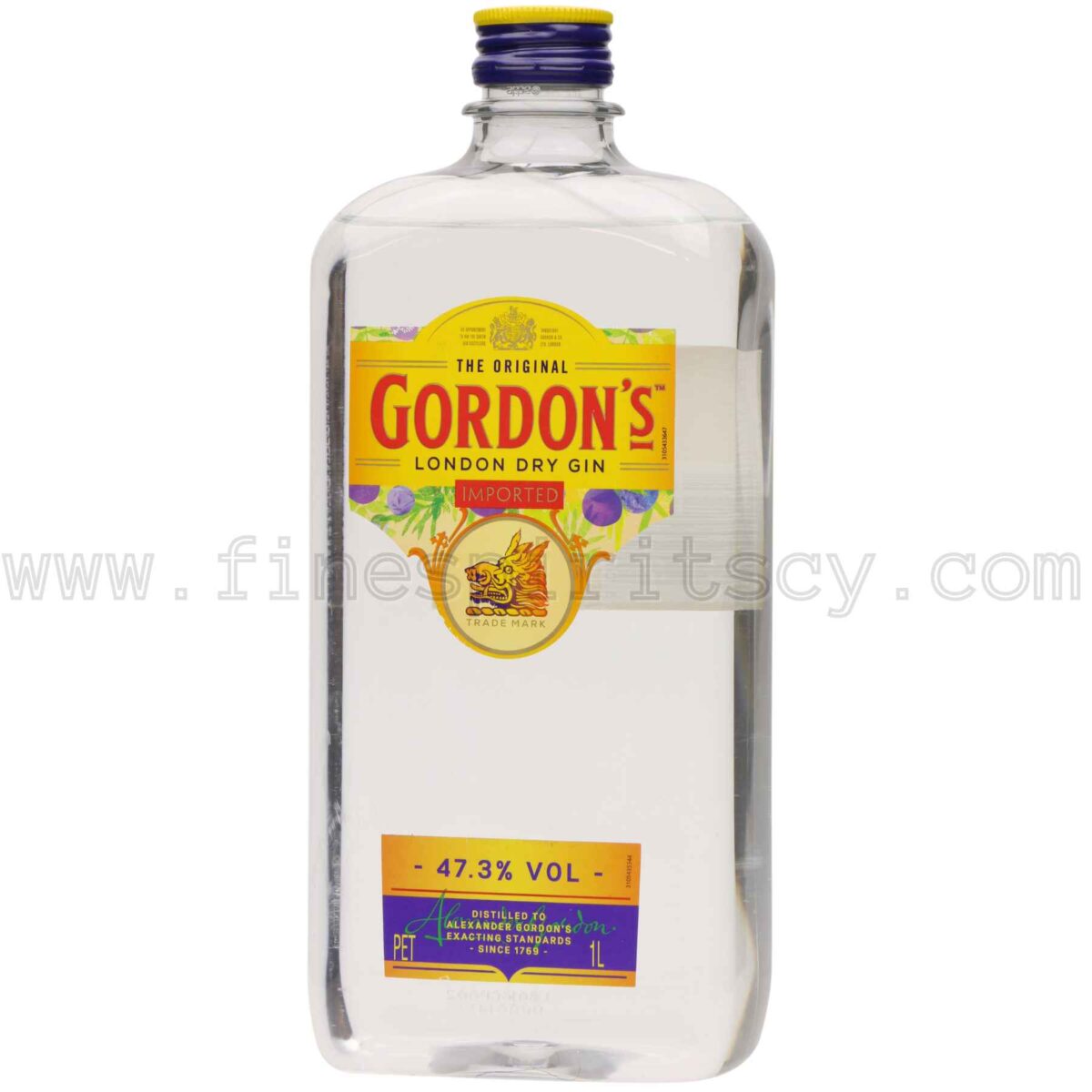 Gordons Yellow PET Plastic 1000ml 100cl 1L Liter Litre Gin