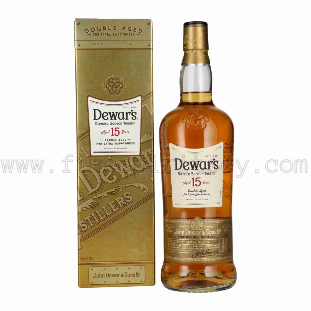 Dewars 15 Year Old Blended Scotch Whisky 1000ml 100cl 1L liter litre carton box
