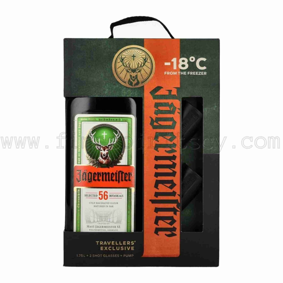 Jagermeister Party Box 1750ml 1.75L 175cl With 2 Ceramic Shot Glasses And Pump