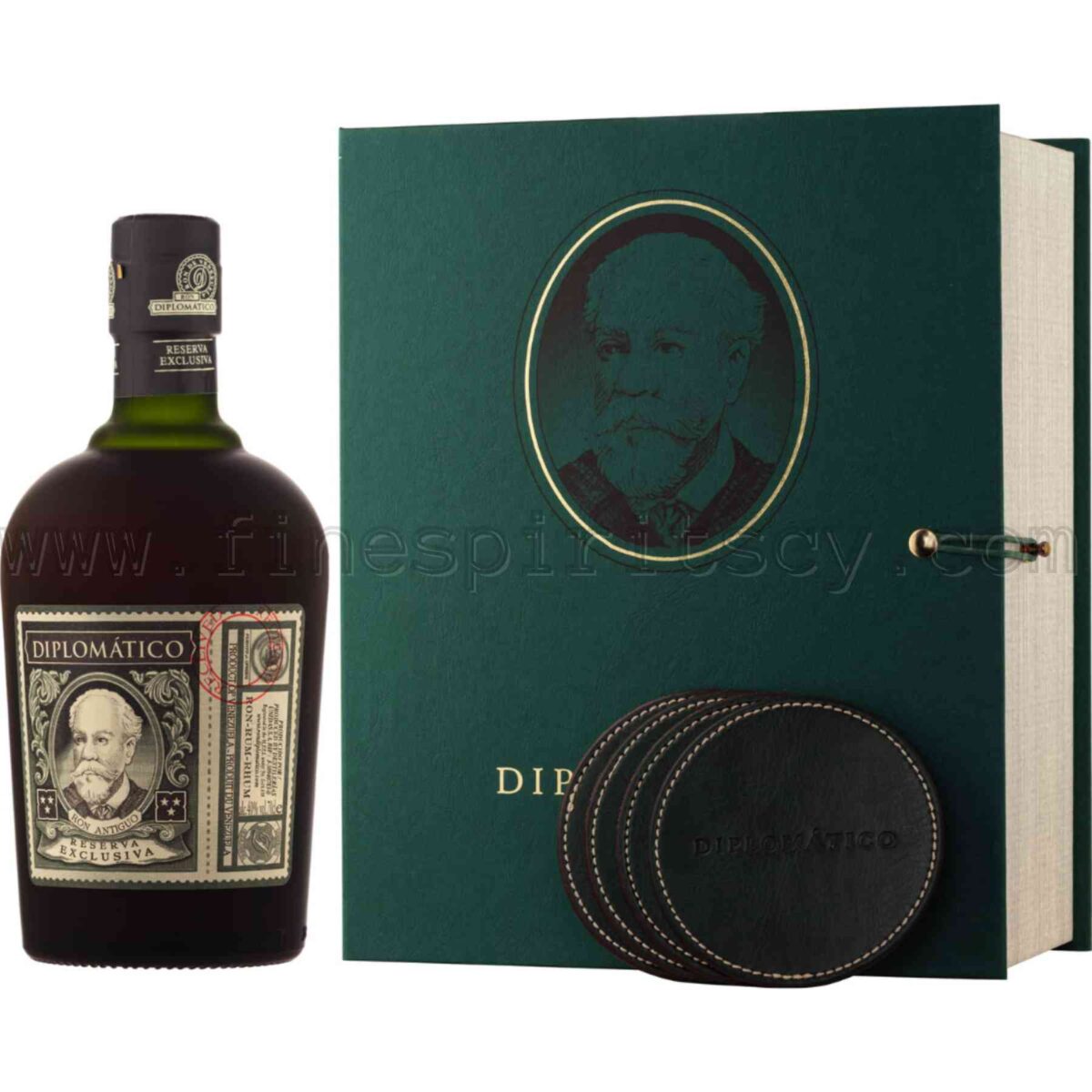 Diplomatico Reserva Exclusiva Four Leather Coaster Set 700ml 70cl 0.7L