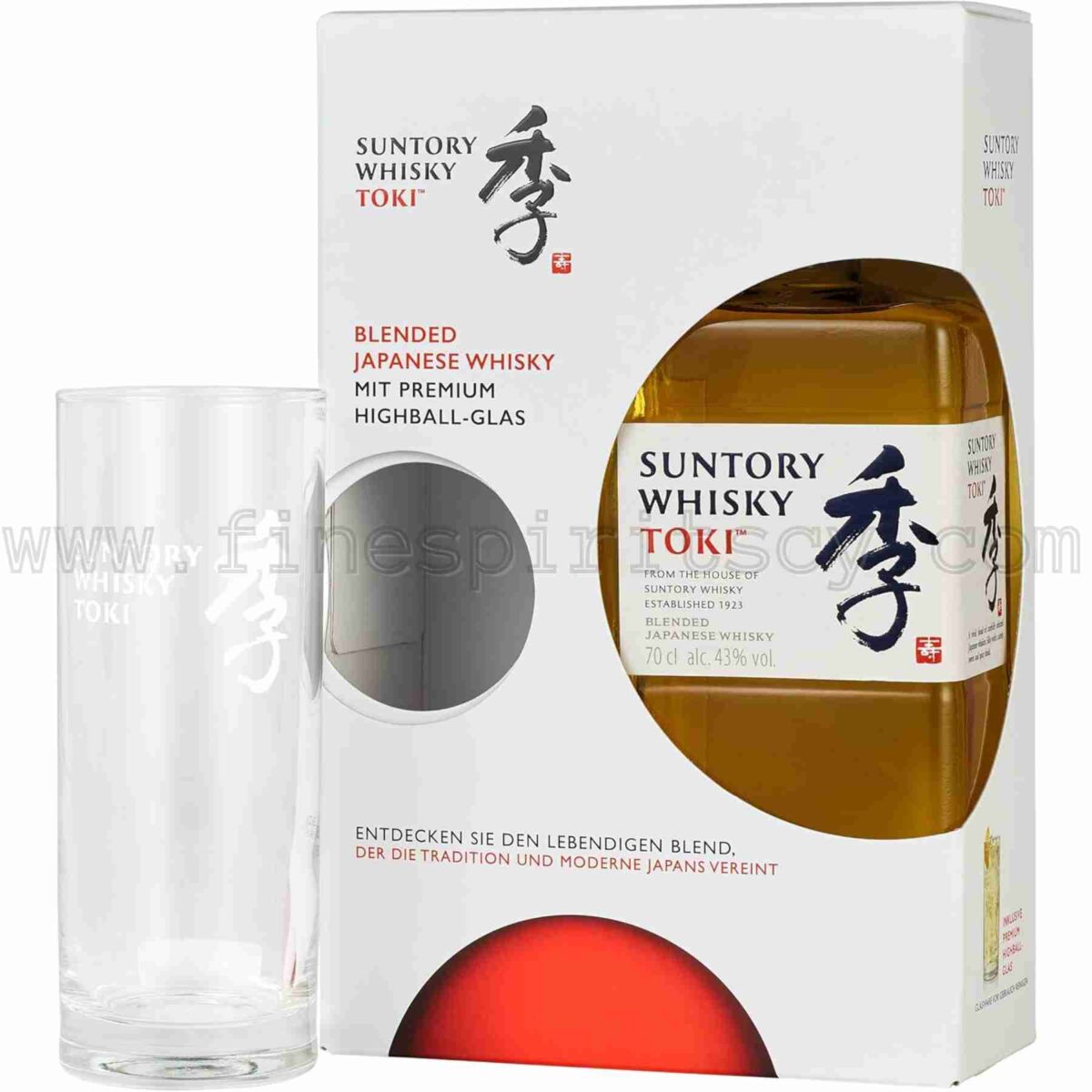 Suntory Toki Blended Japanese Whisky With Highball Glass Gift Set