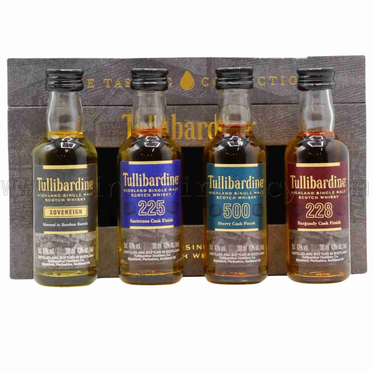 Tullibardine Tasting Collection Set Sovereign 225 Sauternes 228 Burgundy 500 Sherry 4x50ml 5cl mini miniature