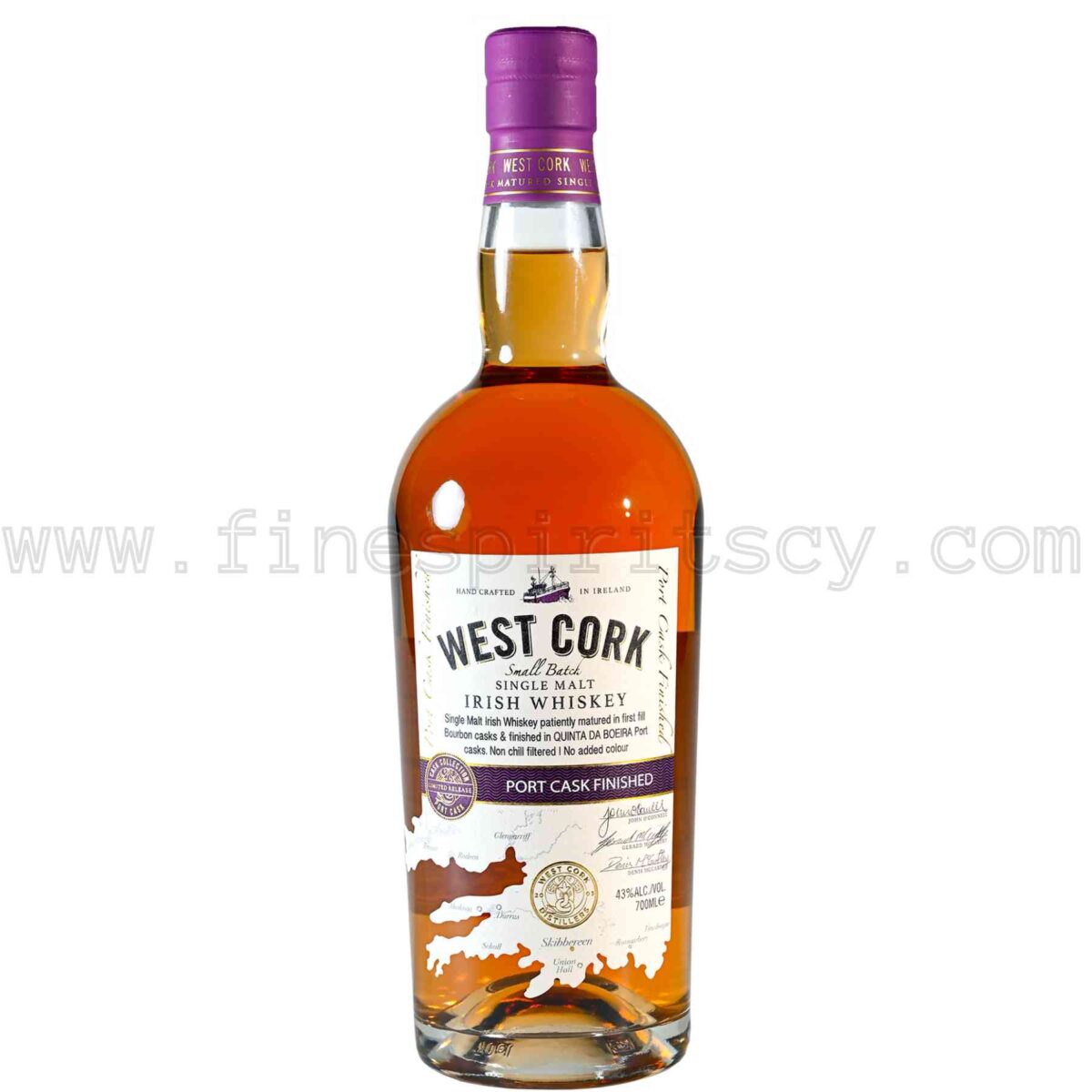 West Cork Port Cask Finish Irish Single Malt Whiskey 700ml 70cl 0.7L