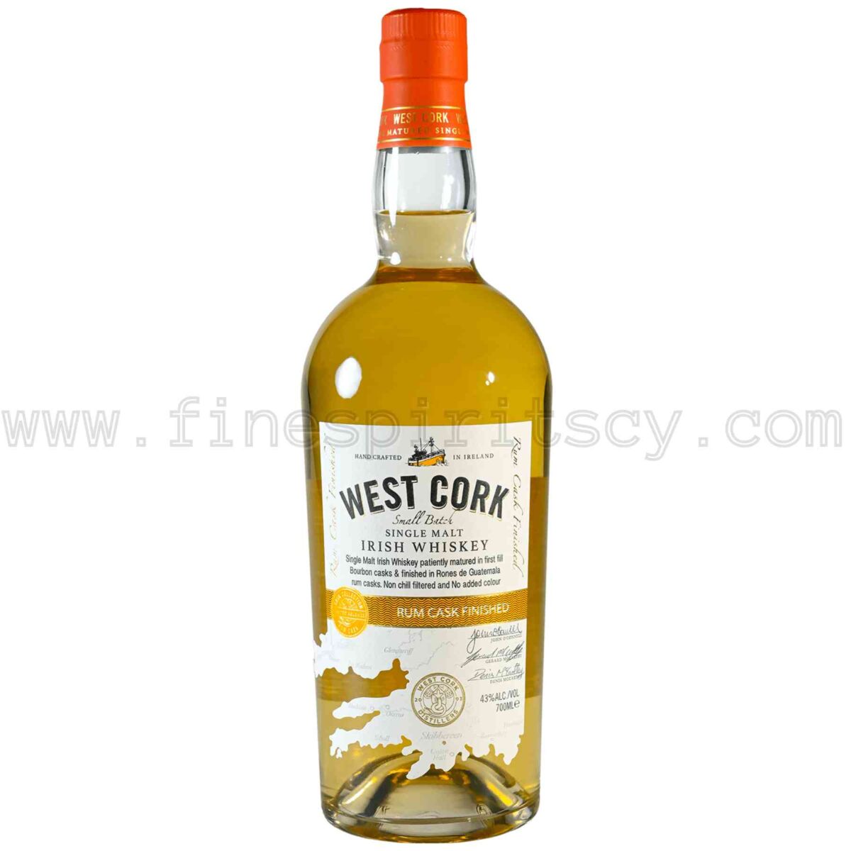 West Cork Rum Cask Finish Irish Single Malt Whiskey 700ml 70cl 0.7L