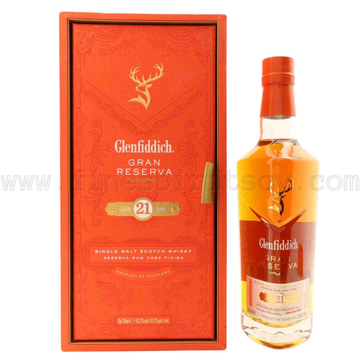 Glenfiddich 21 Year Old Gran Reserva Rum Cask Finish 43.2% 86.4ABV 700ml 70cl 0.7L