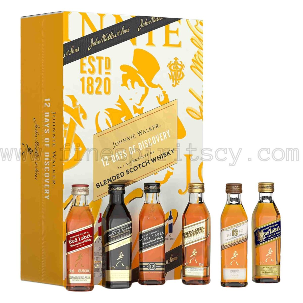 Johnnie Walker 12 Days Of Discovery 50ml 5cl 12x50ml miniatures red black blue double 18 year gold label