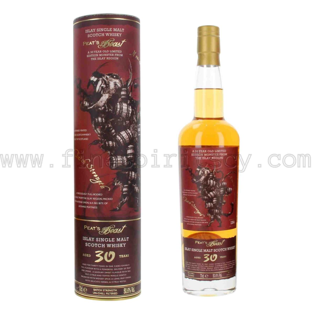 Peats Beast 30 Year Old Aged for three decades in oak casks un-chill filtered whisky batch 700ml 70cl 0.7L