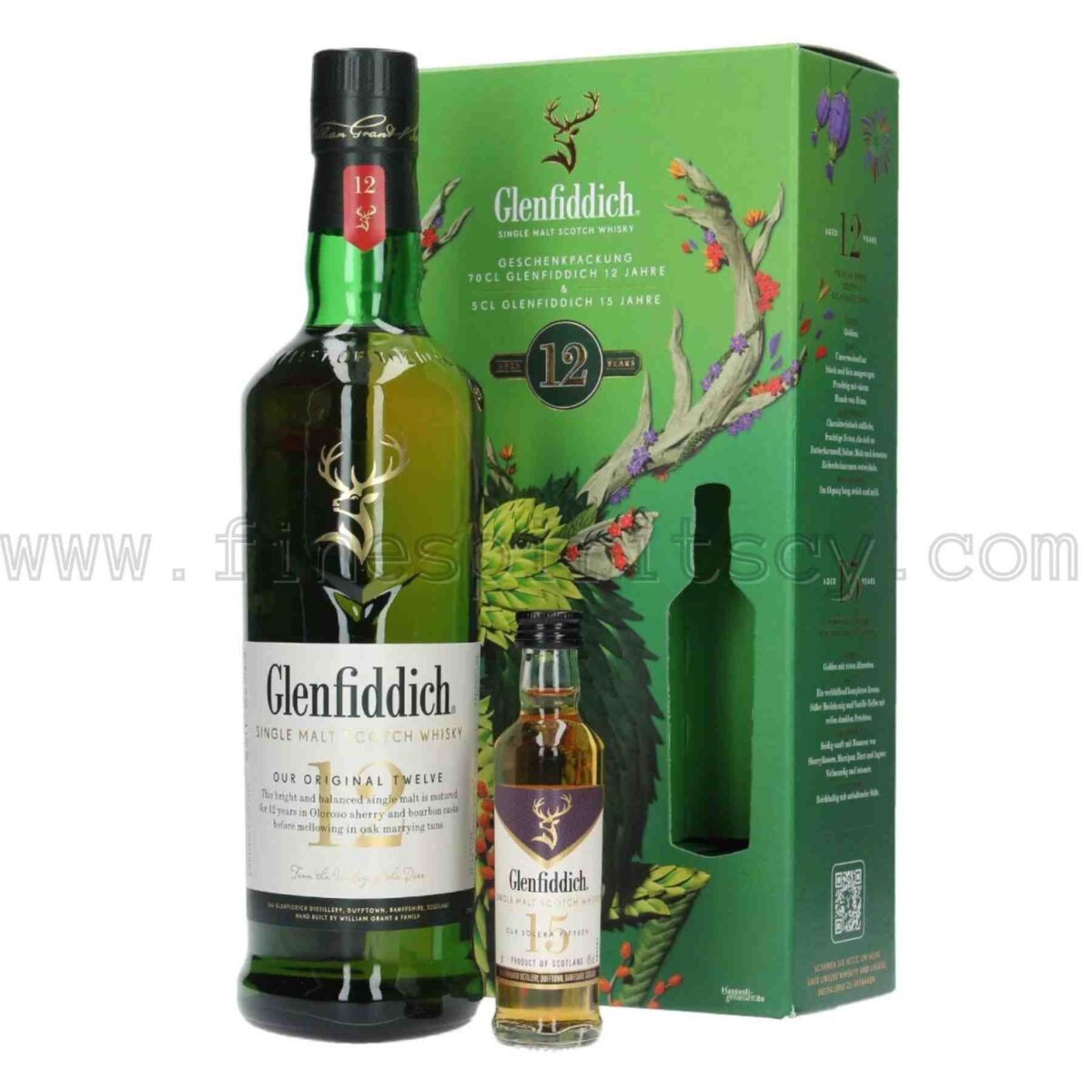 The Glenfiddich 12 year old 15 Year Old 50ml 5cl 0.05L mini miniature Chinese Lunar New Year 2024 Raku Inoue 700ml 70cl 0.7L Gift Pack Set