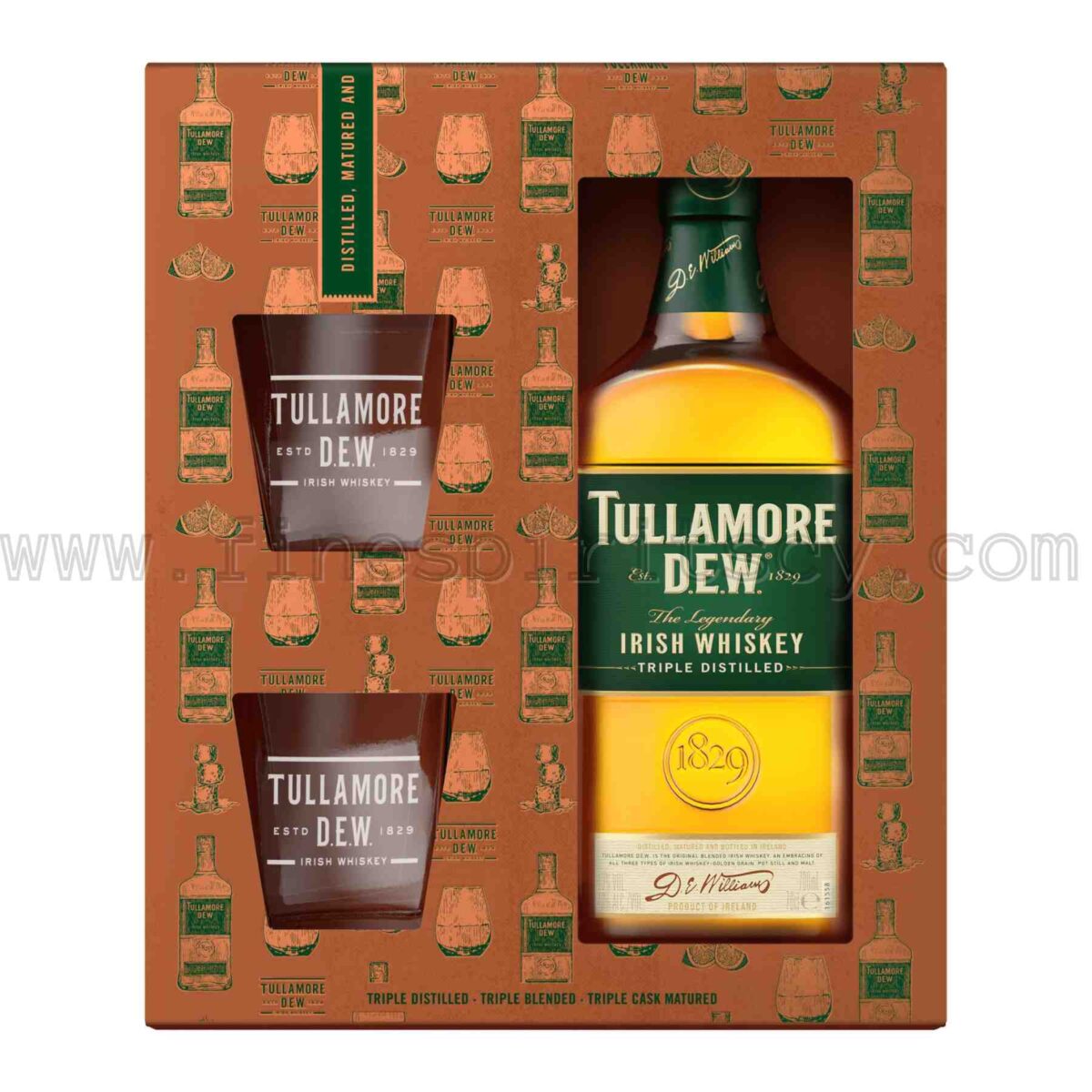 Tullamore D.E.W. Original + 2 Glasses Gift Set 700ml 70cl 0.7L Irish