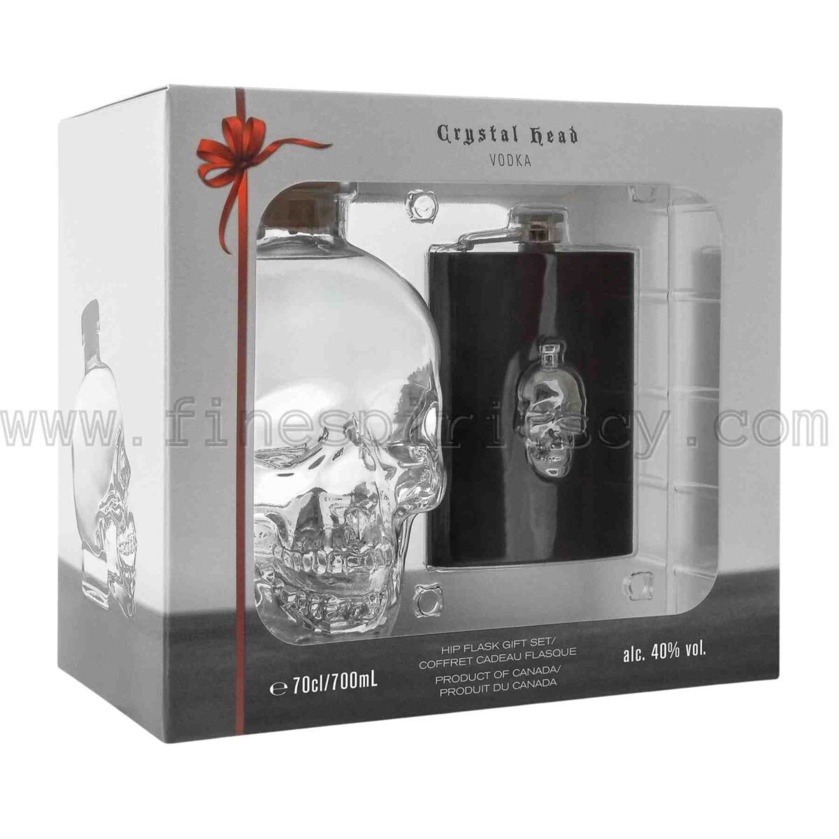 Crystal Head Original Vodka + Hip Flask 700ml 70cl 0.7L Gift Pack Set