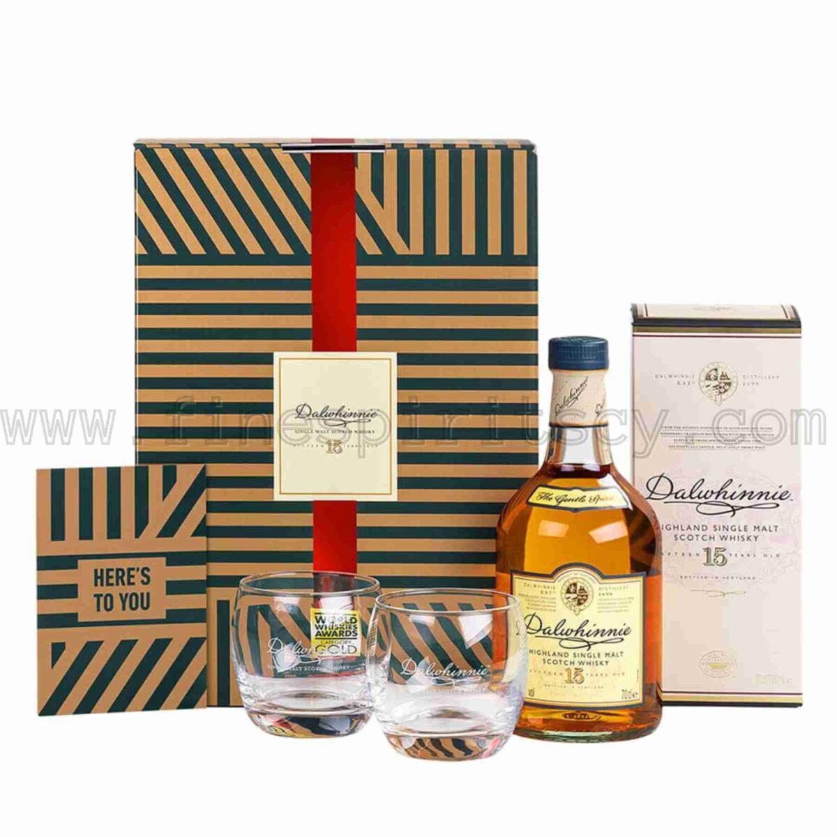 Dalwhinnie 15 Year Old + 2 two glasses glass gift set pack special 700ml 70cl 0.7L