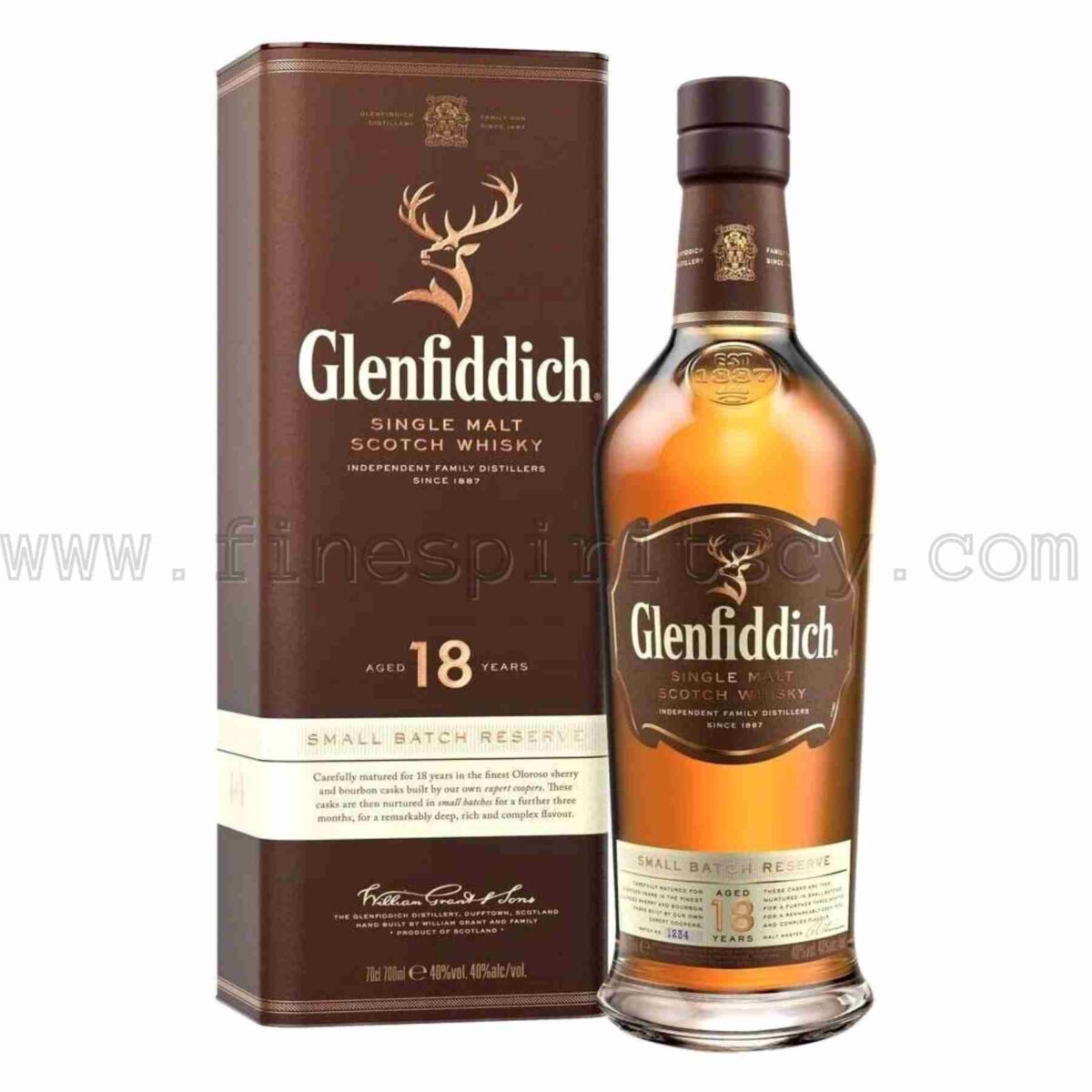 Glenfiddich 18 Year Old Scotch Whisky Price Cyprus Fine Spirits CY Brown Square Old Box