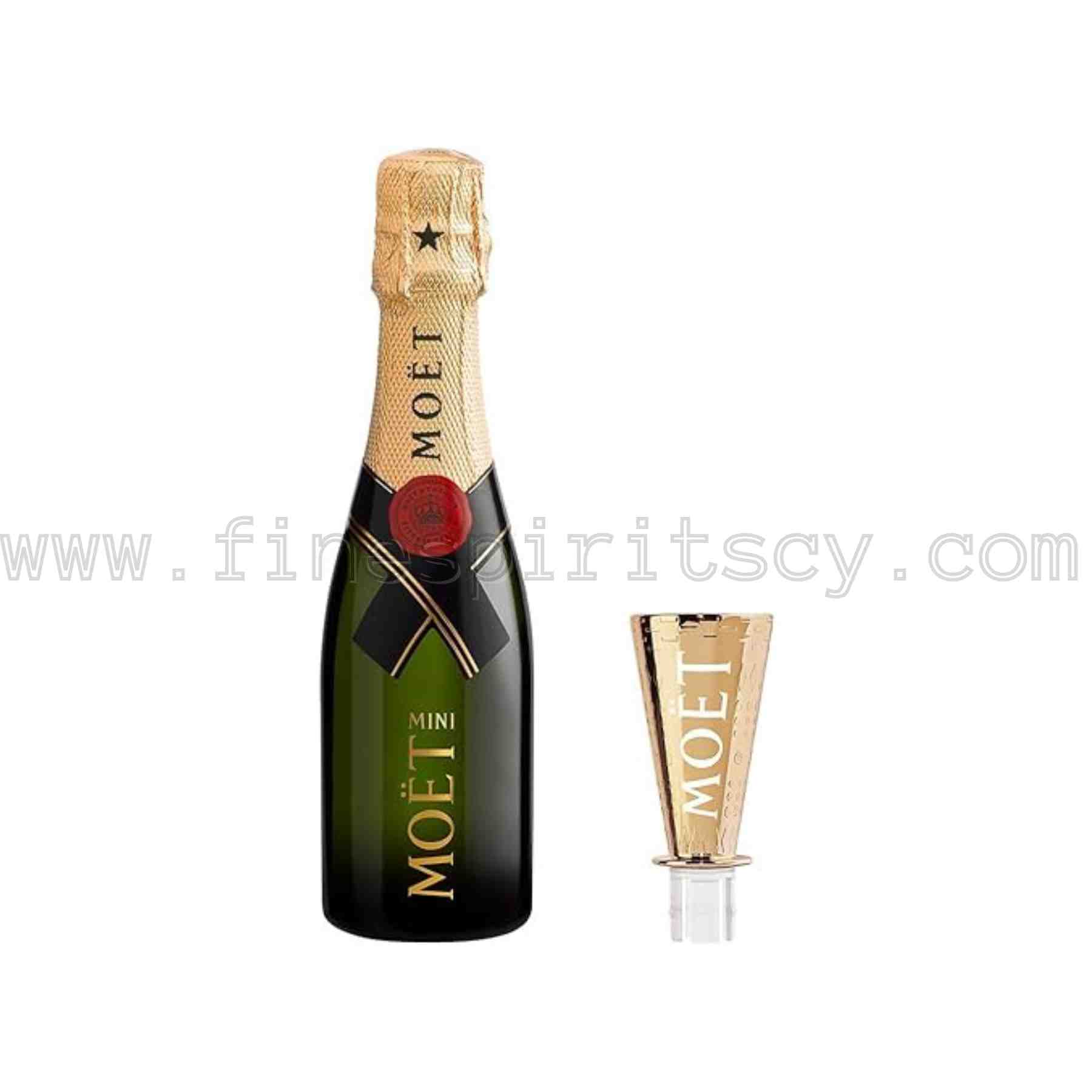 Moet Brut 1x200ml FSCY Moet & Chandon Brut Imperial Aviation size 200ml with flute gold sipper branded set