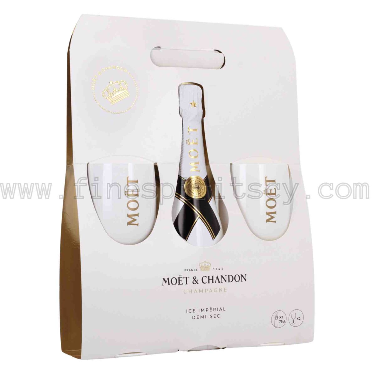 Moet Chandon CY Brut Ice Imperial 750ml 75cl 0.75L With 2 Glasses Two Glass